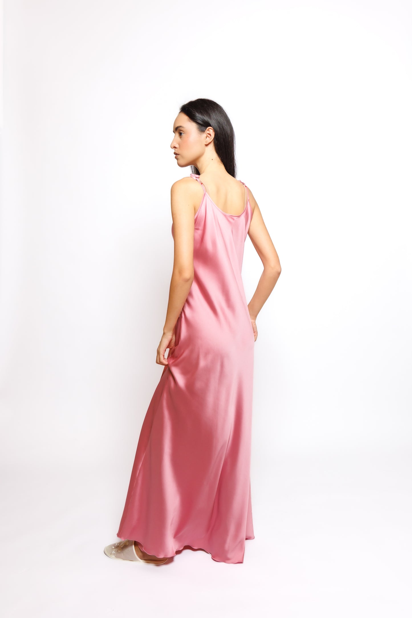 SILK NIGHTY AND ROBE W/LACE