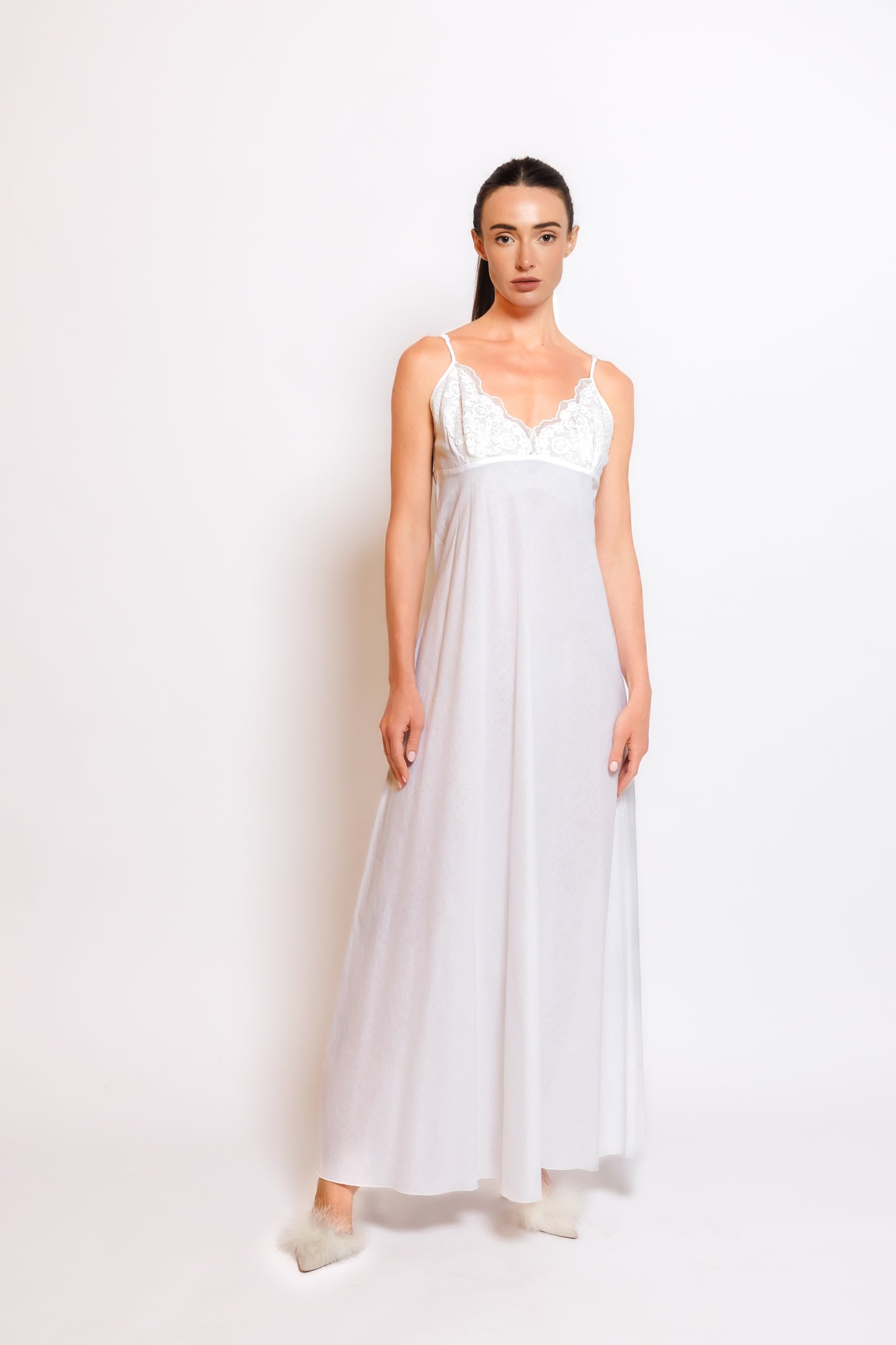 COTTON NIGHTY & ROBE W/LACE