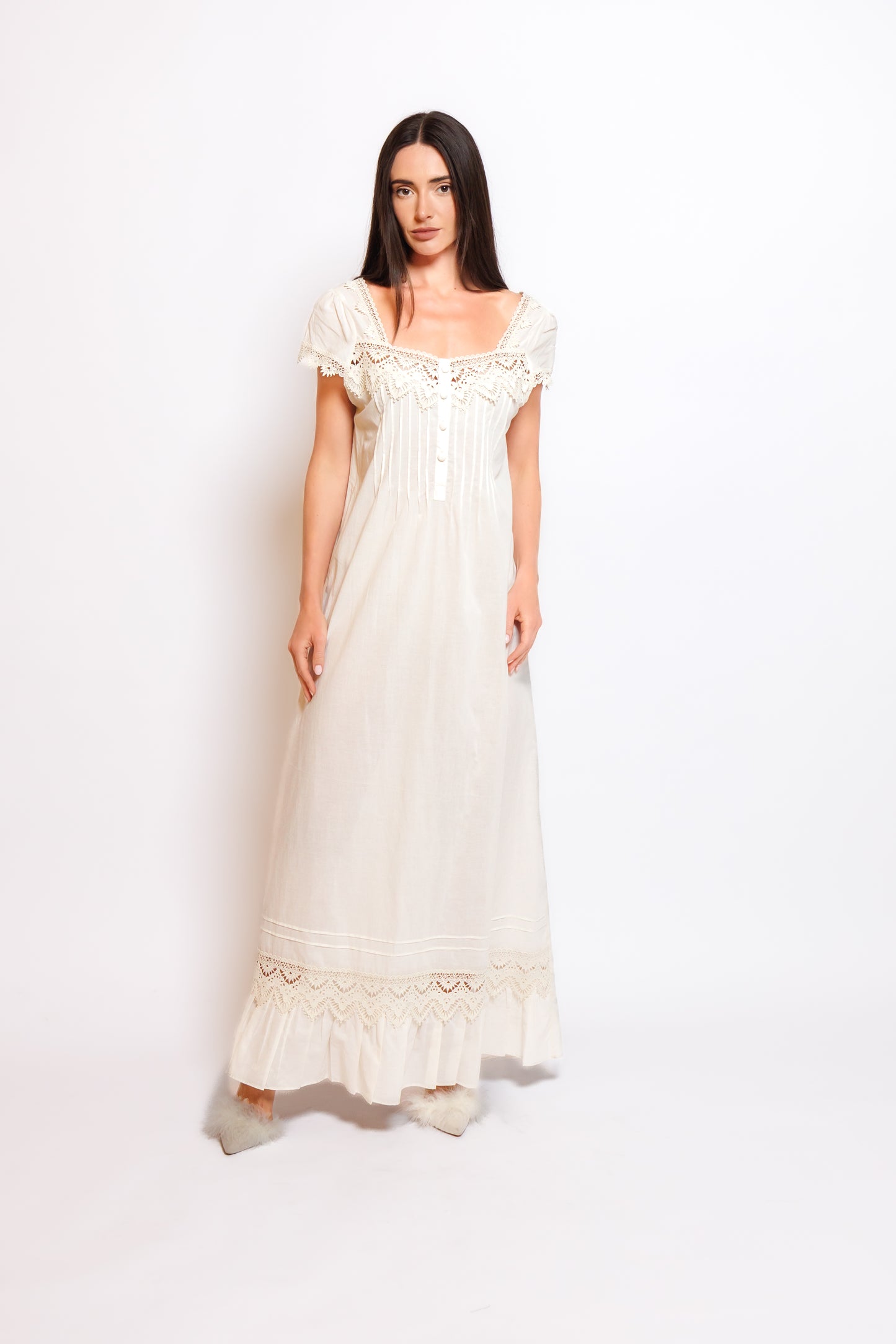 PURE COTTON NIGHTY AND ROBE SOFT LACE