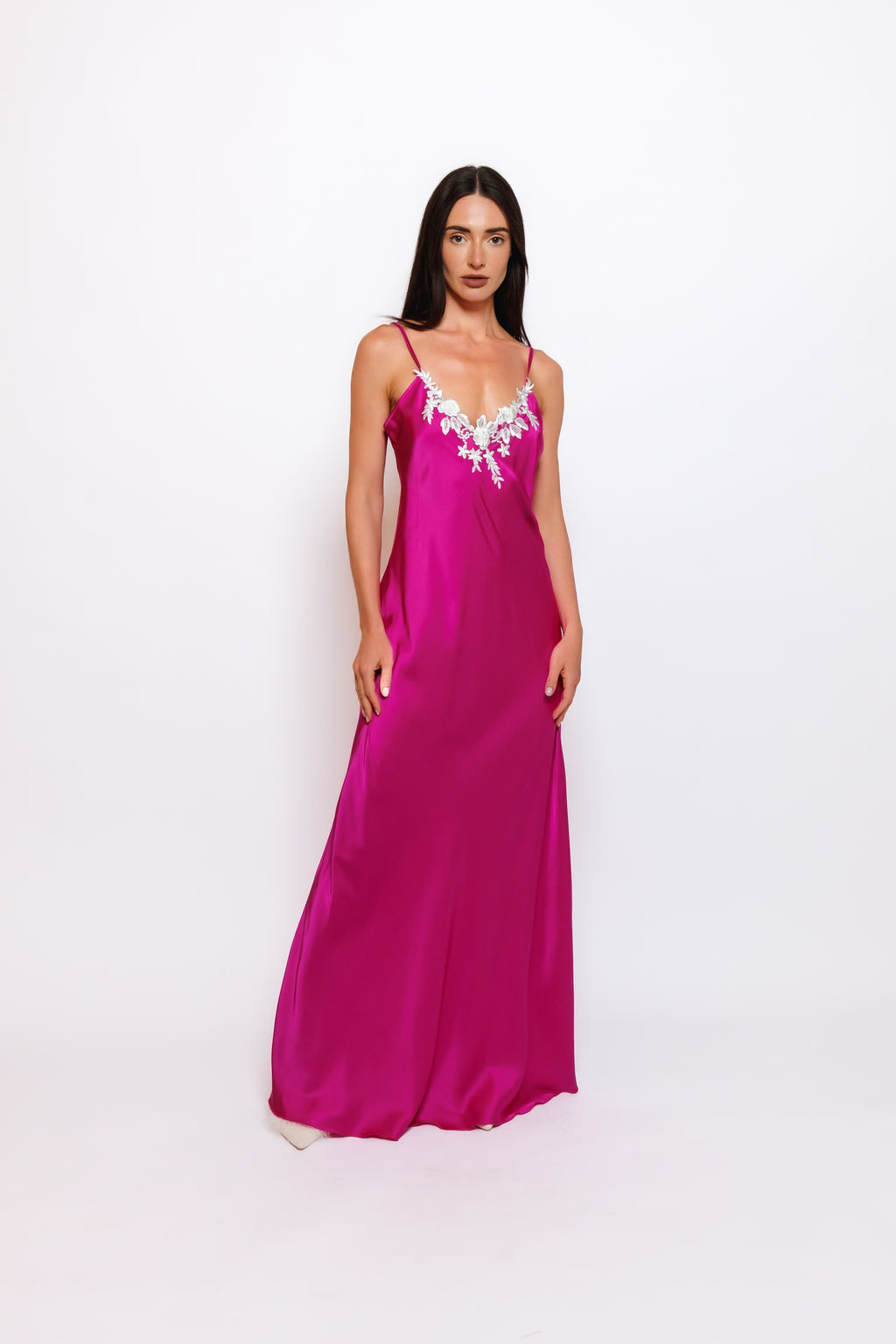 SILK NIGHTY AND ROBE W/LACE