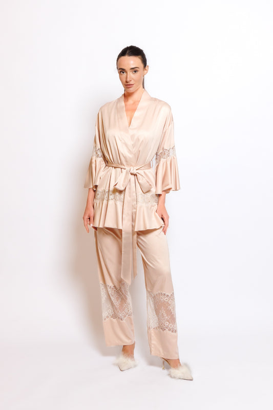 silk pajama 3 in 1 with lace