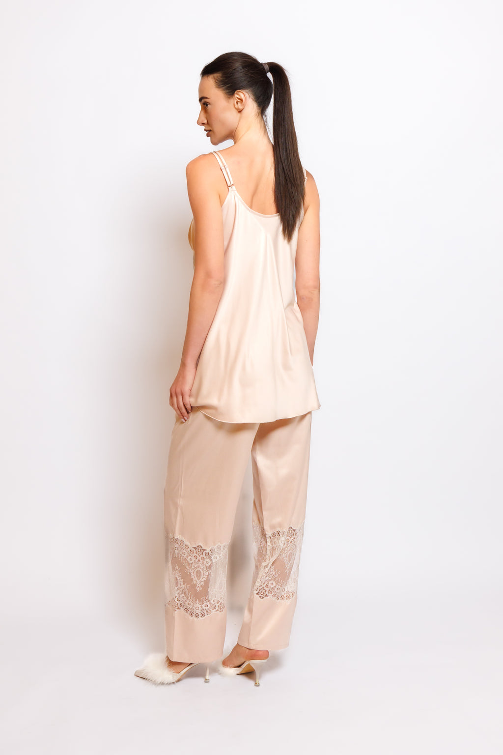 silk pajama 3 in 1 with lace