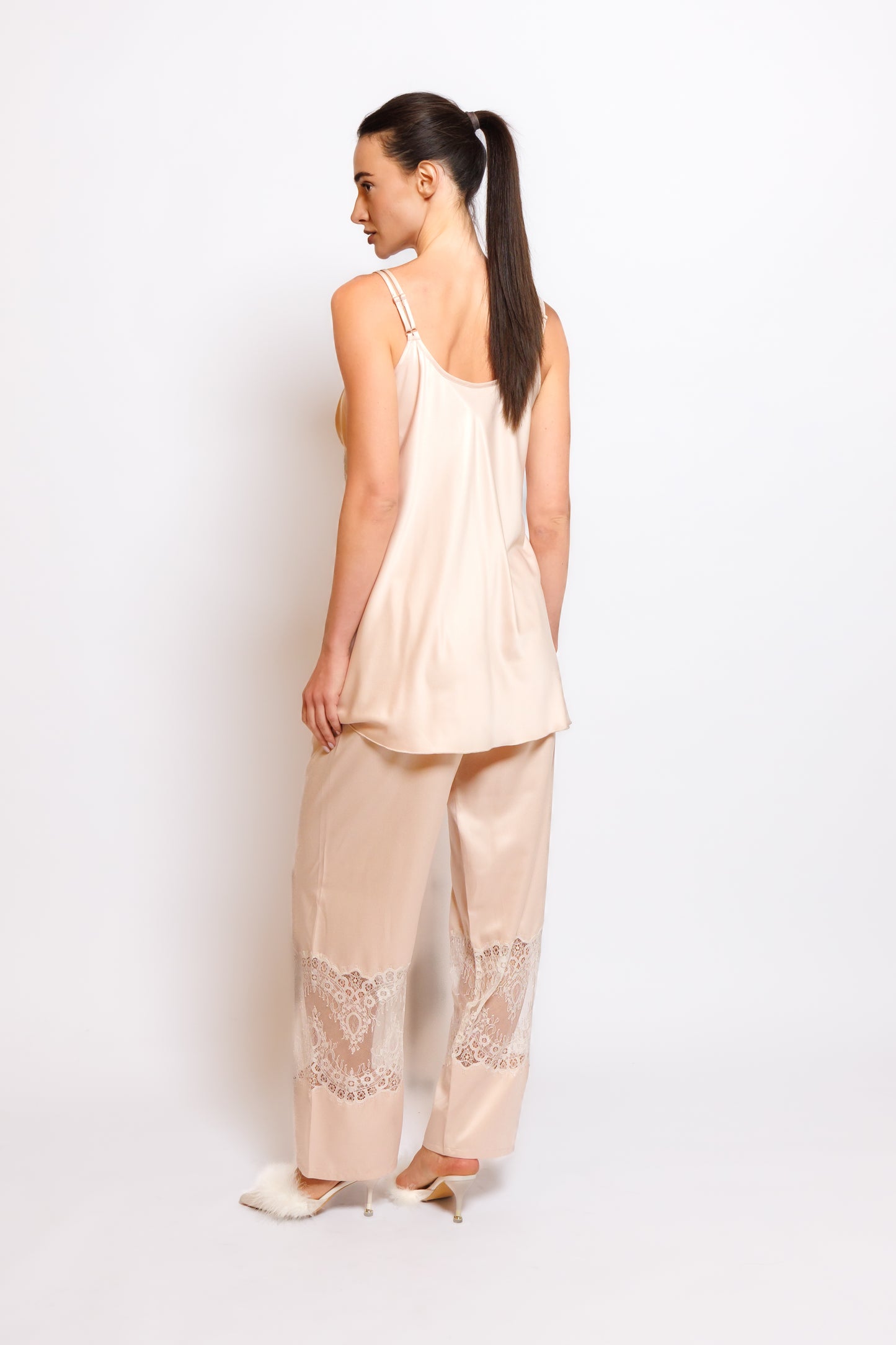 silk pajama 3 in 1 with lace