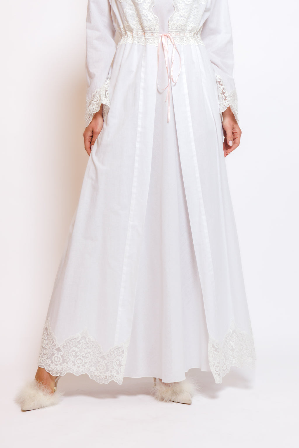 COTTON NIGHTY & ROBE W/LACE