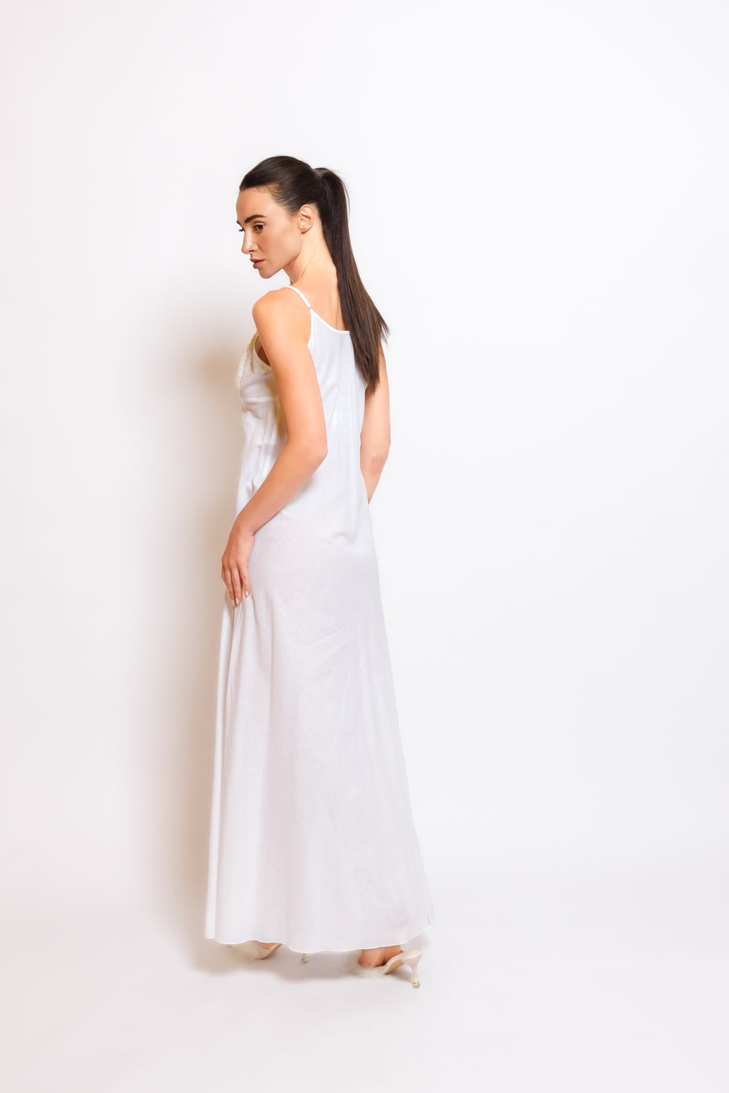 COTTON NIGHTY & ROBE W/LACE