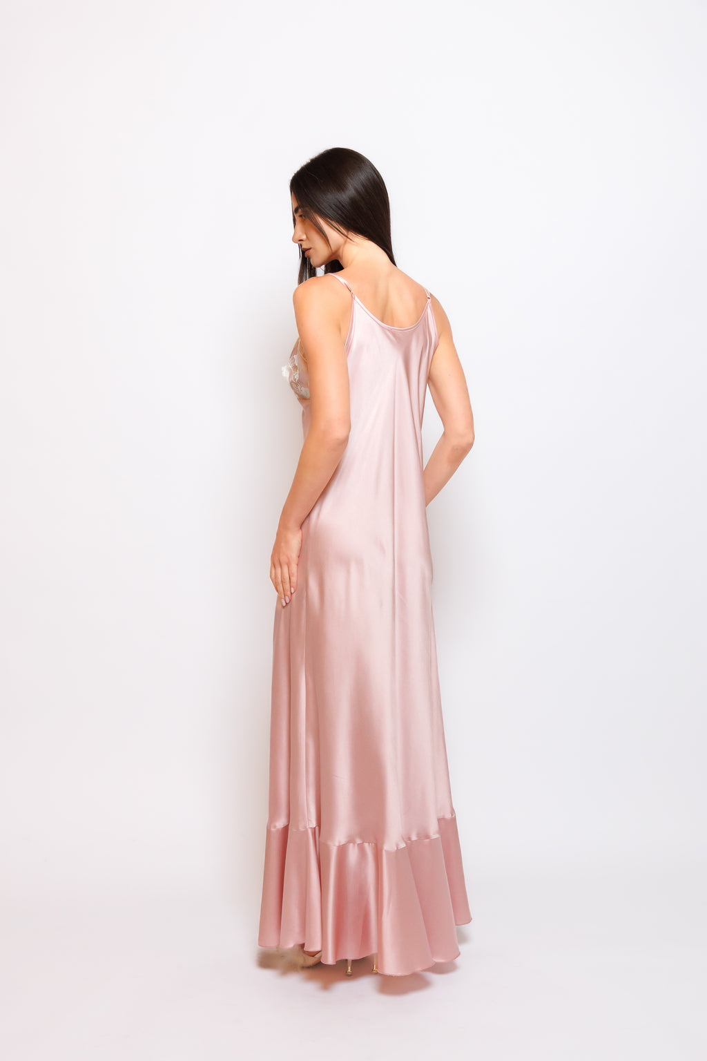 SILK NIGHTY AND ROBE W/LACE