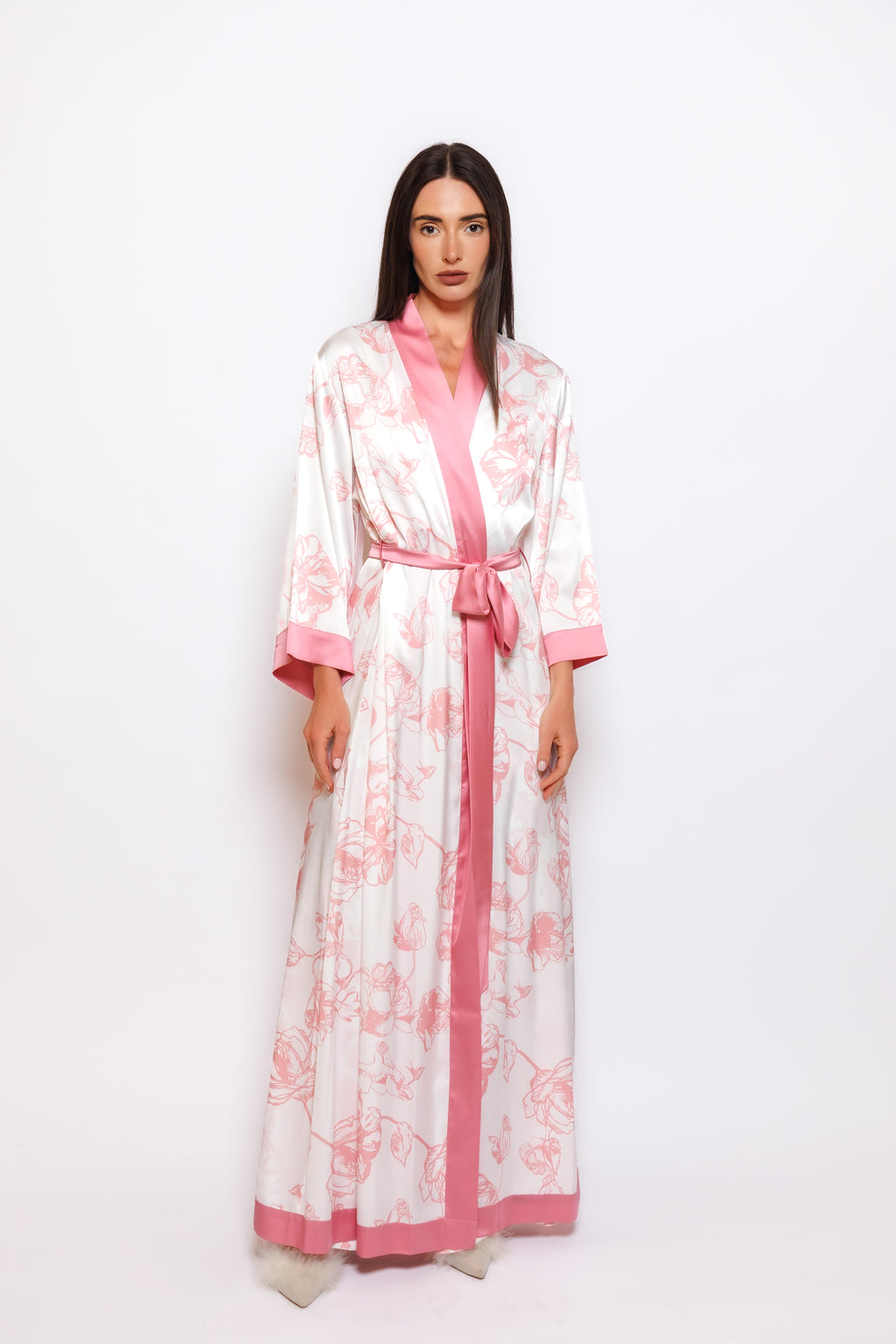 PRINTED SILK NIGHTY AND ROBE