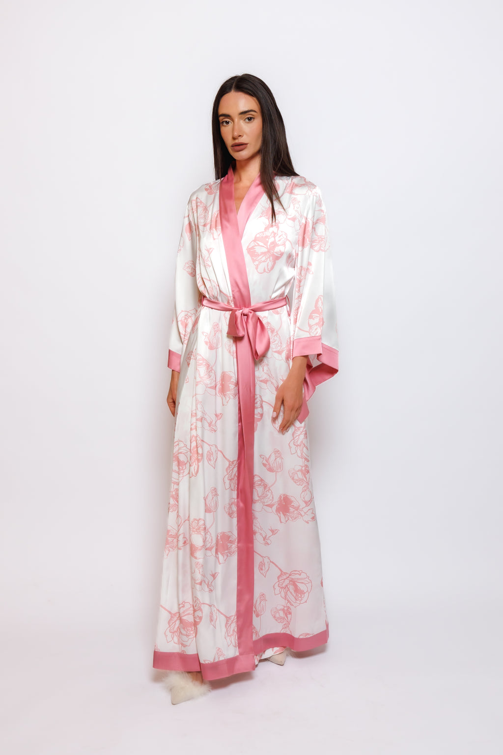 PRINTED SILK NIGHTY AND ROBE