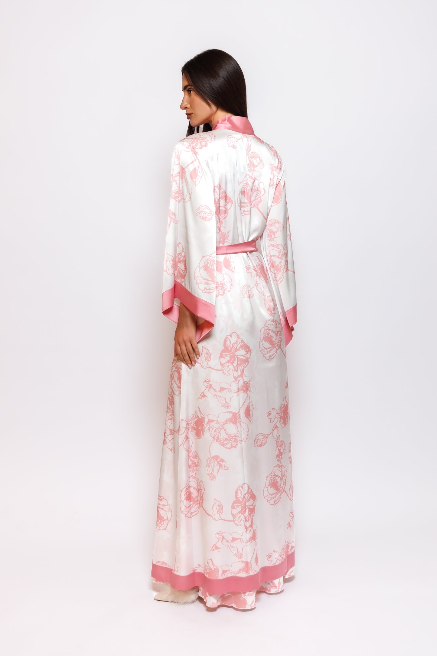 PRINTED SILK NIGHTY AND ROBE
