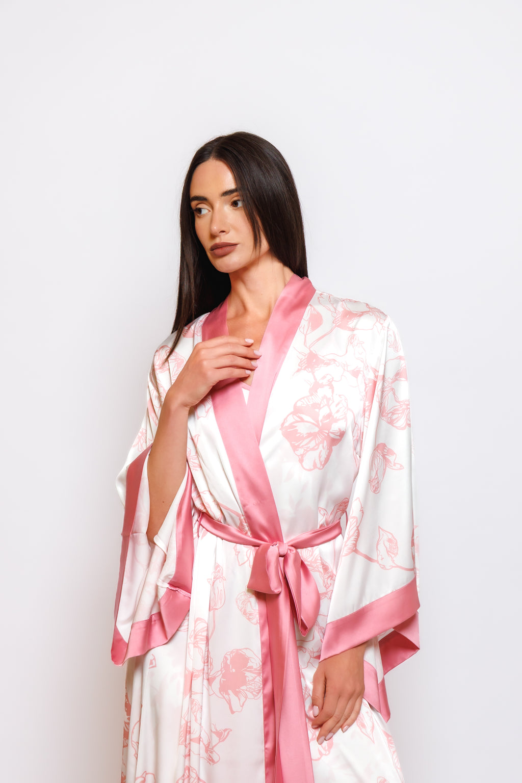 PRINTED SILK NIGHTY AND ROBE