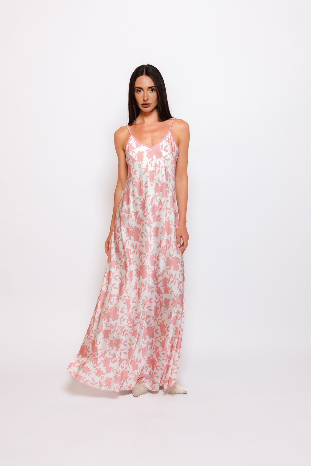 PRINTED SILK NIGHTY AND ROBE