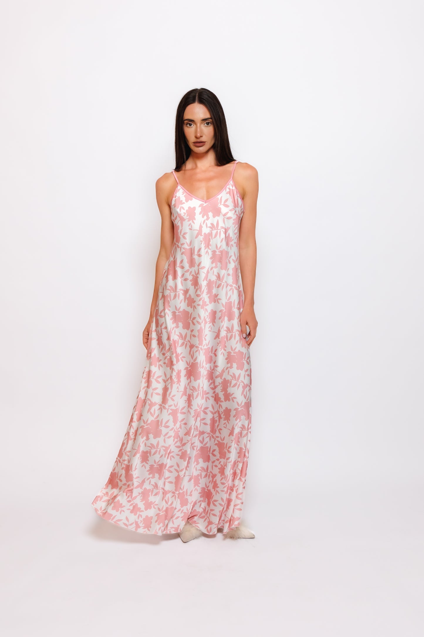 PRINTED SILK NIGHTY AND ROBE