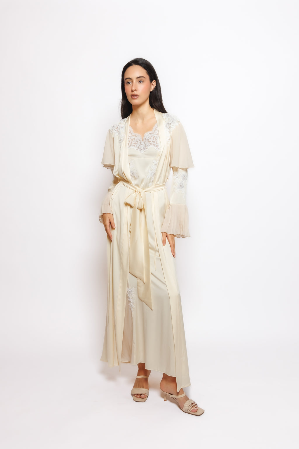 SILK NIGHTY AND ROBE W/LACE 2424364