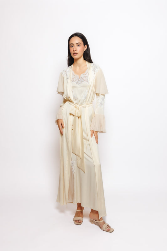 SILK NIGHTY AND ROBE W/LACE