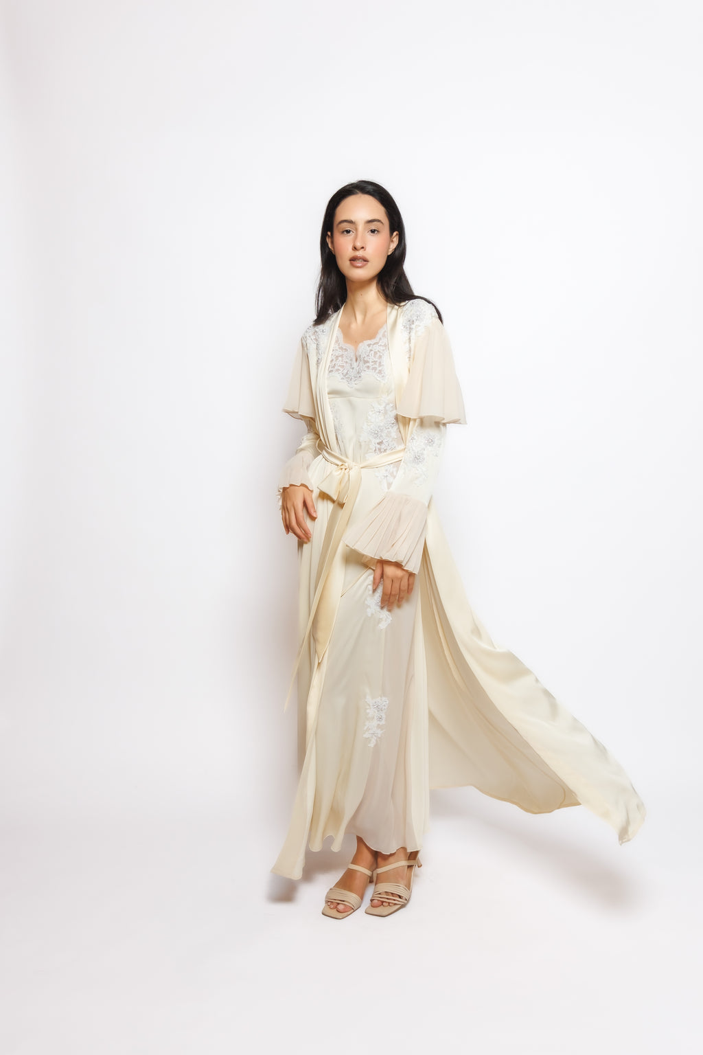 SILK NIGHTY AND ROBE W/LACE 2424364