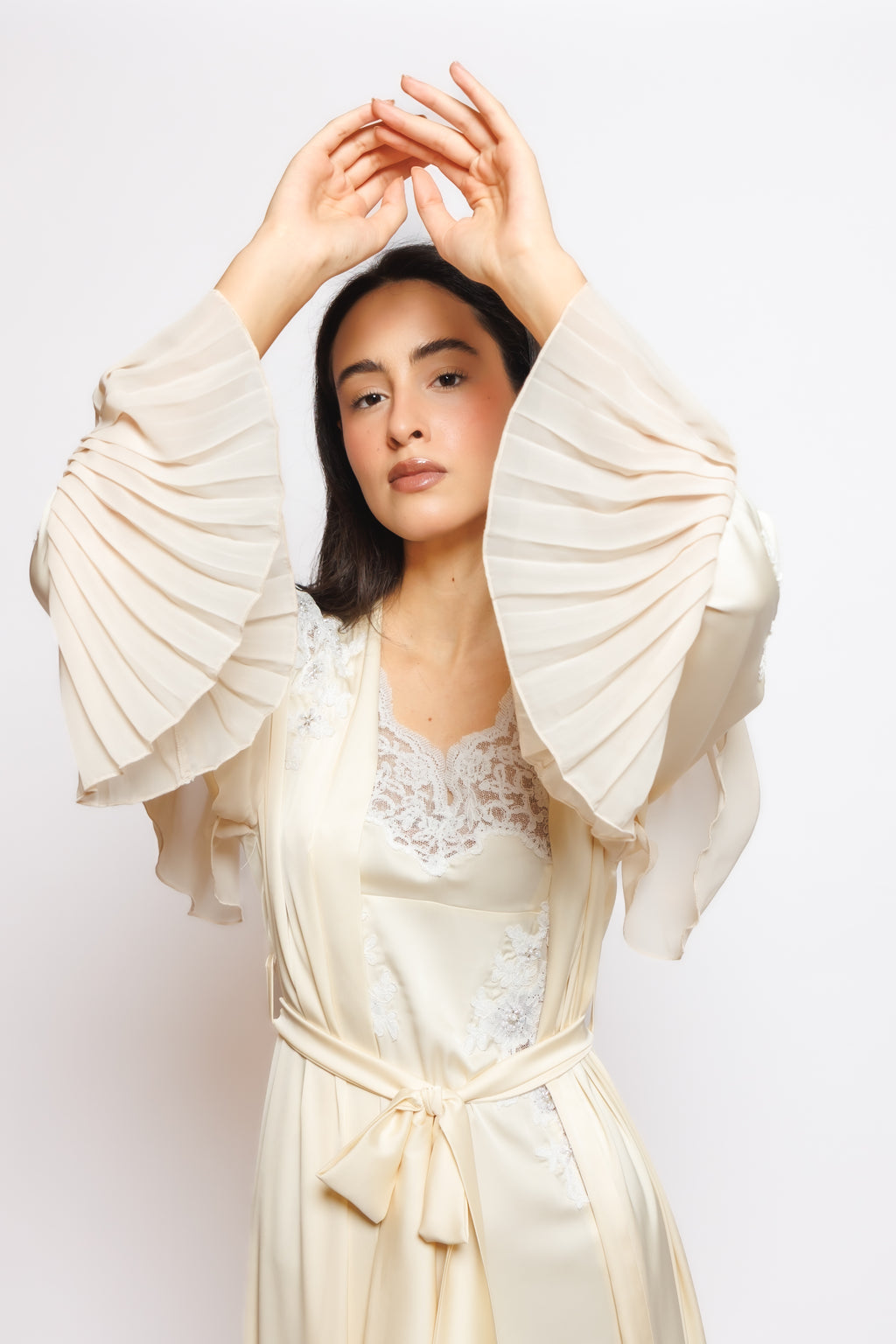 SILK NIGHTY AND ROBE W/LACE 2424364