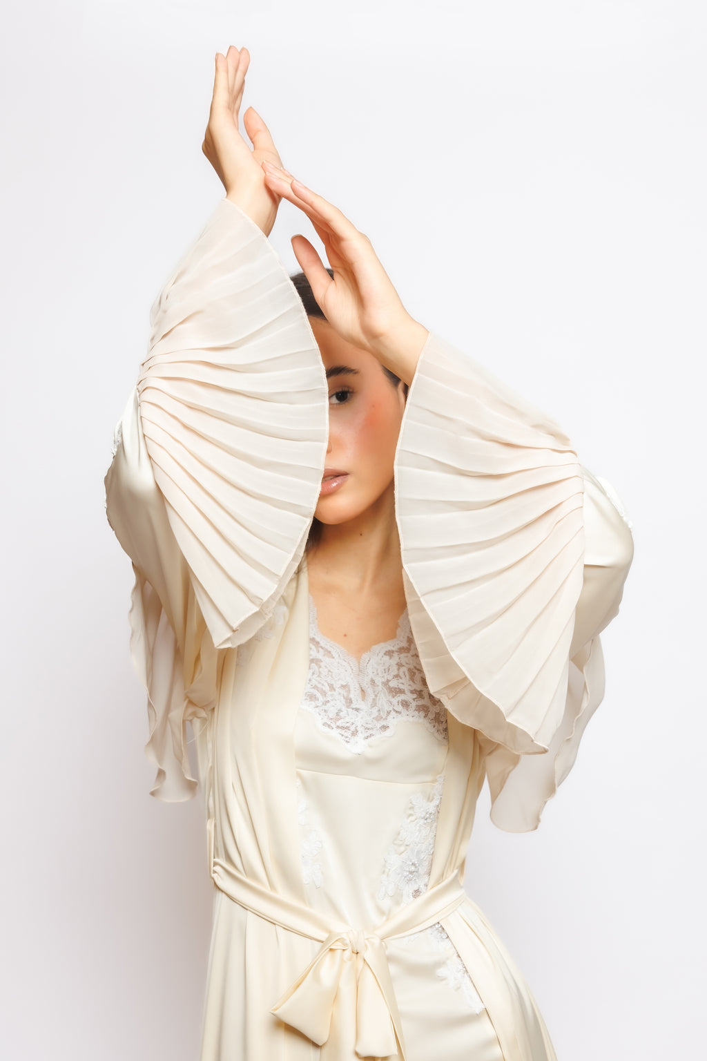 SILK NIGHTY AND ROBE W/LACE 2424364