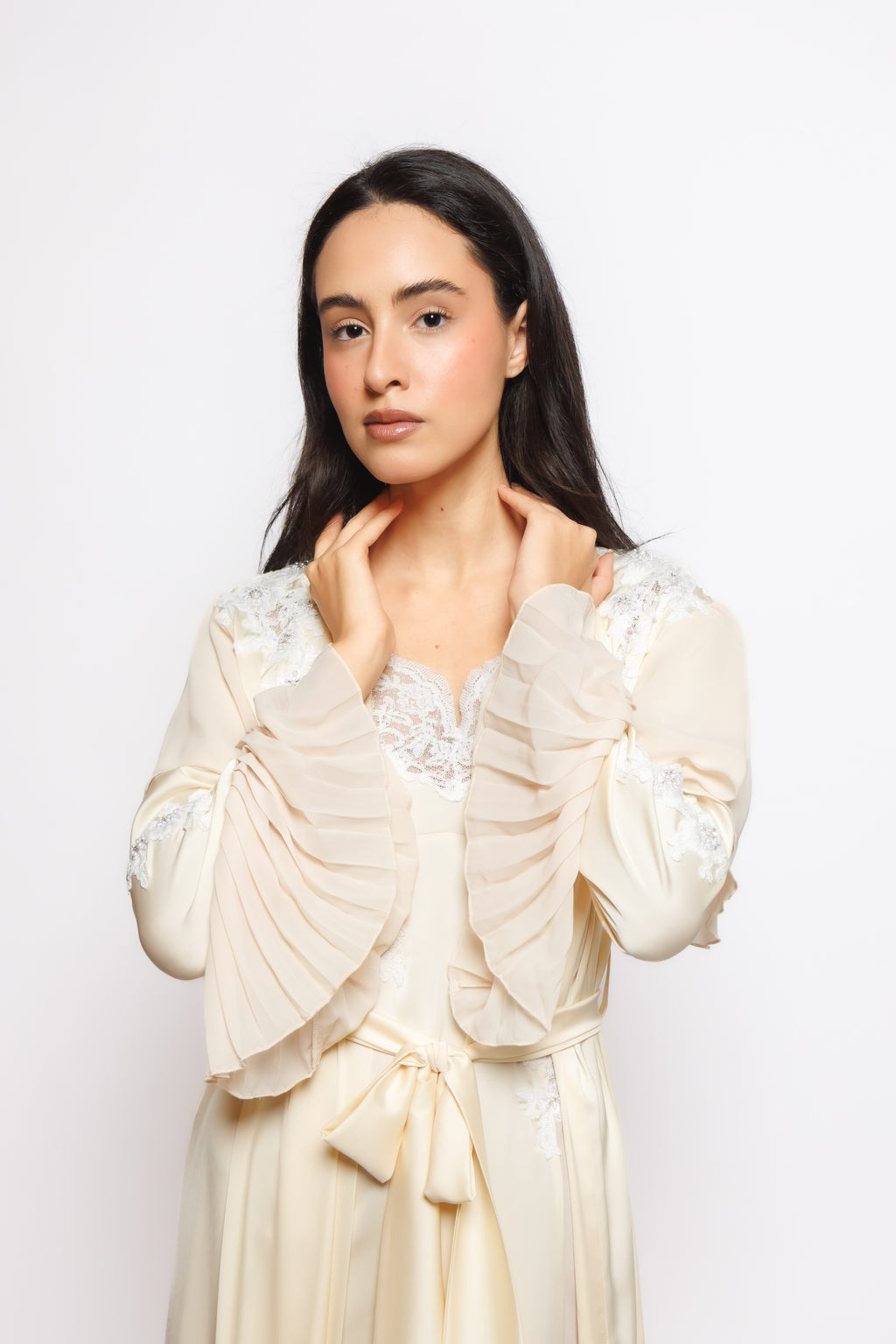 SILK NIGHTY AND ROBE W/LACE 2424364
