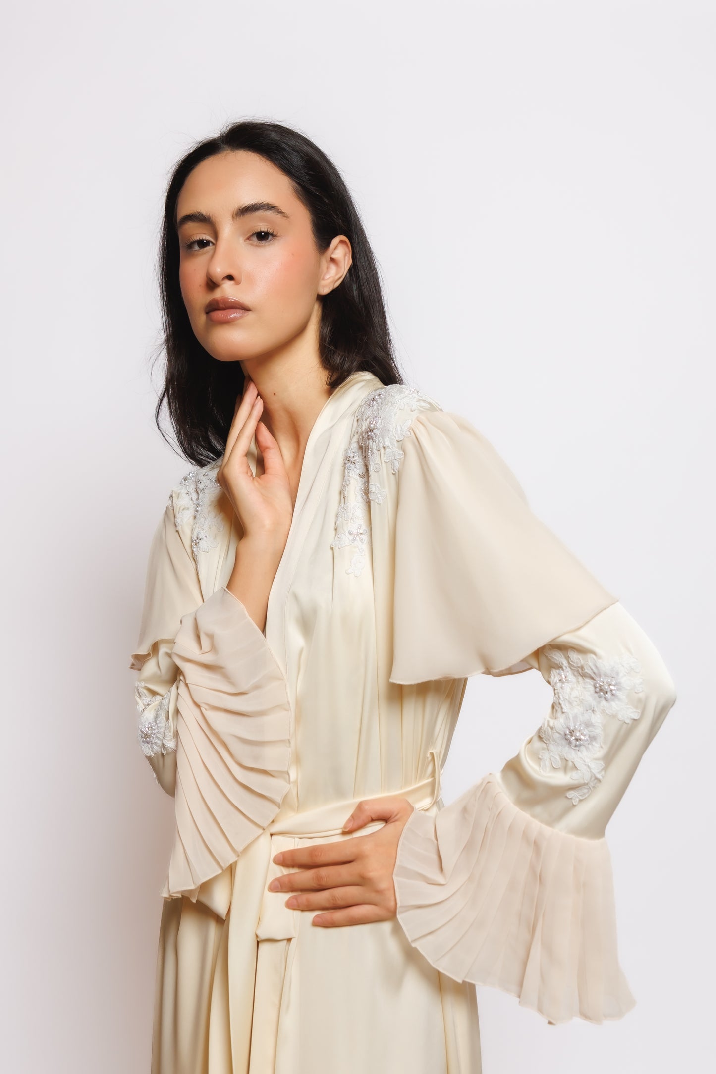 SILK NIGHTY AND ROBE W/LACE 2424364