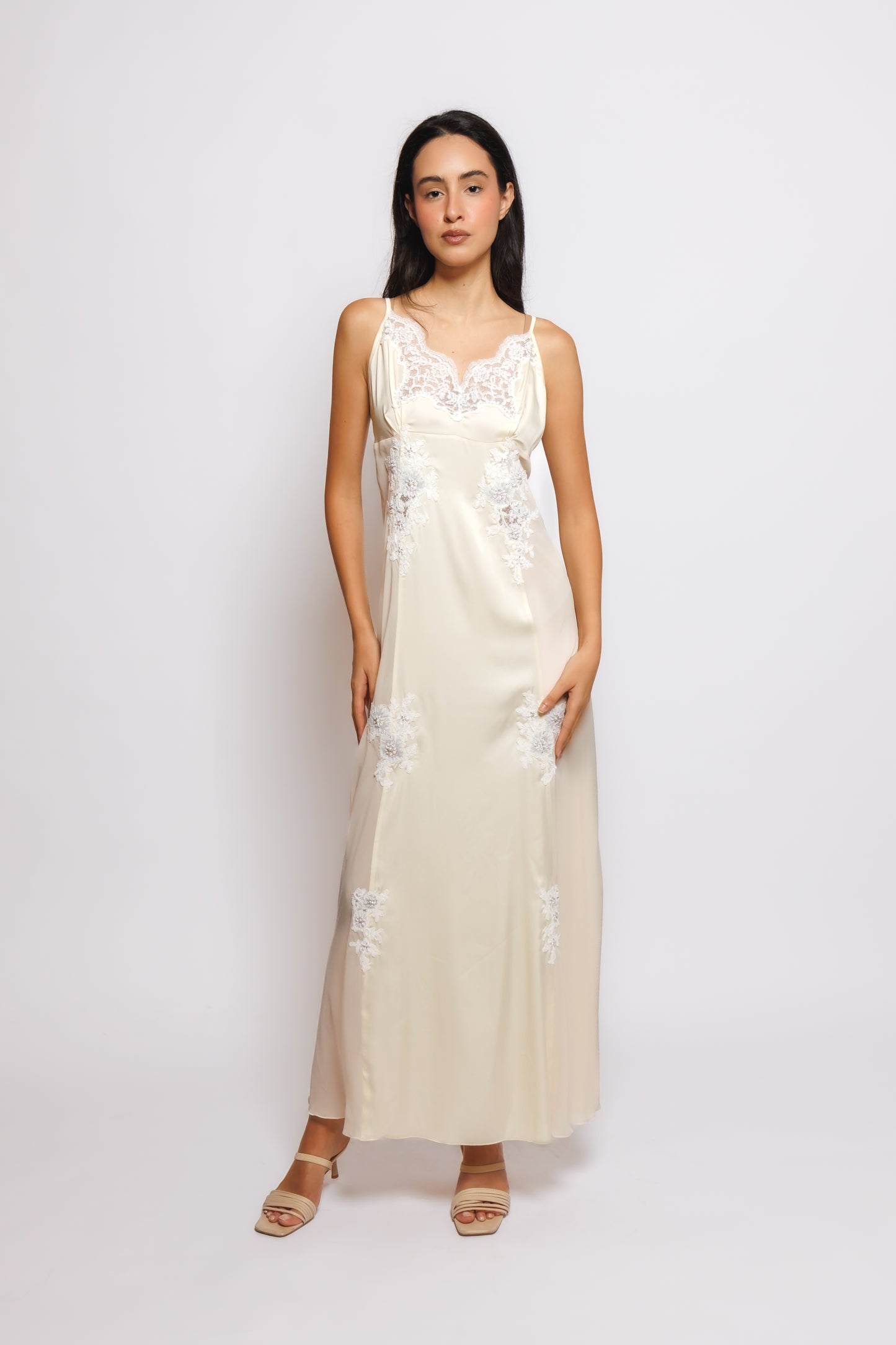 SILK NIGHTY AND ROBE W/LACE 2424364