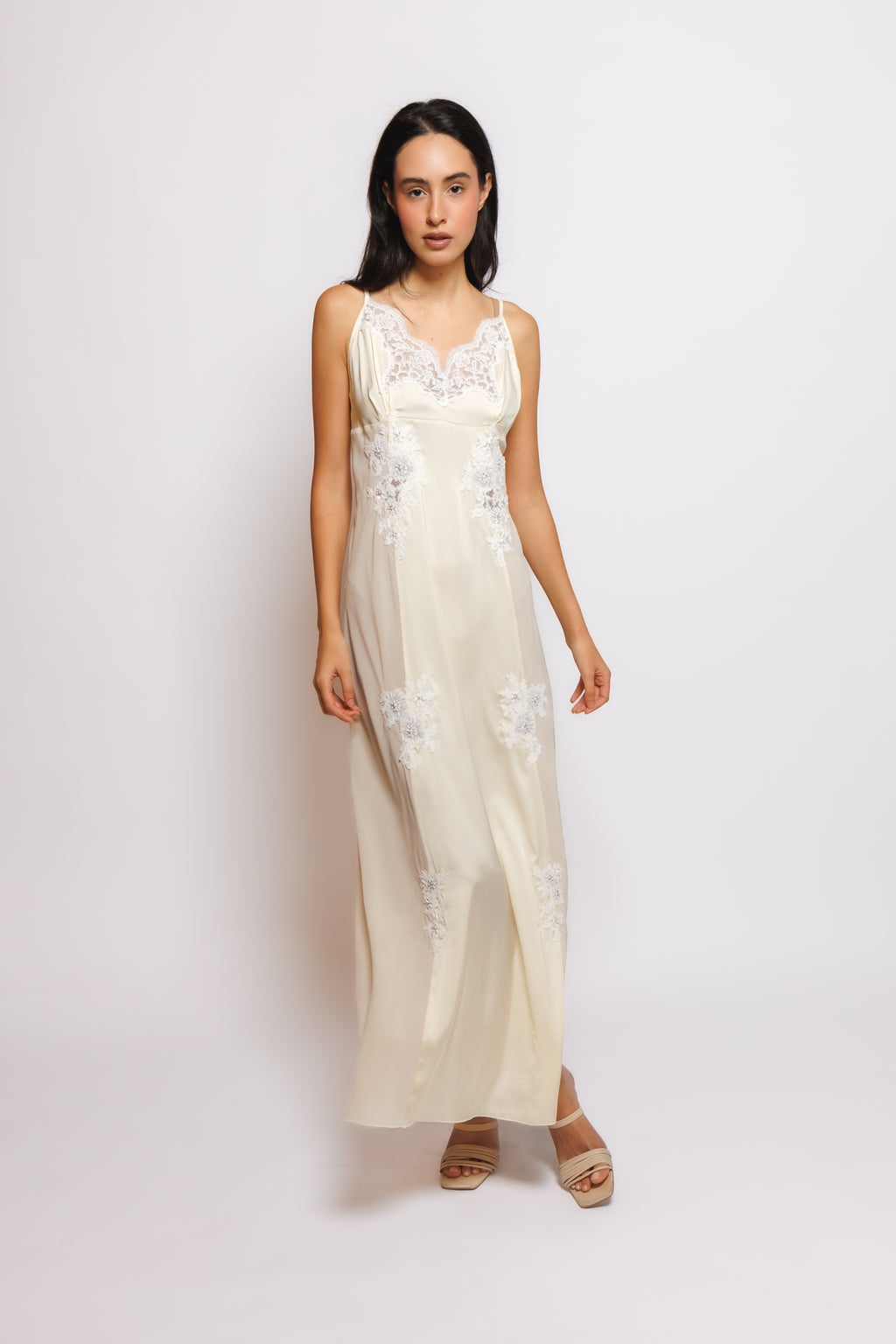 SILK NIGHTY AND ROBE W/LACE 2424364
