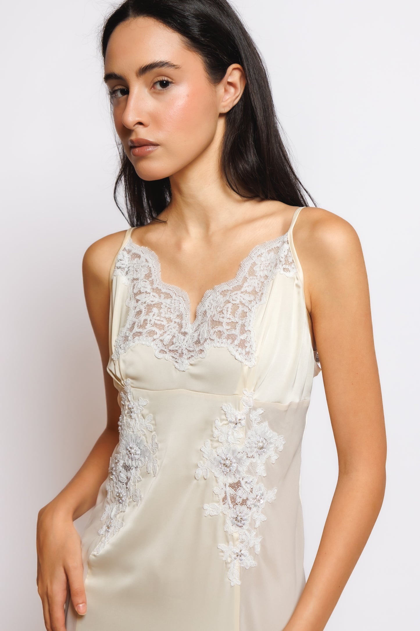 SILK NIGHTY AND ROBE W/LACE 2424364