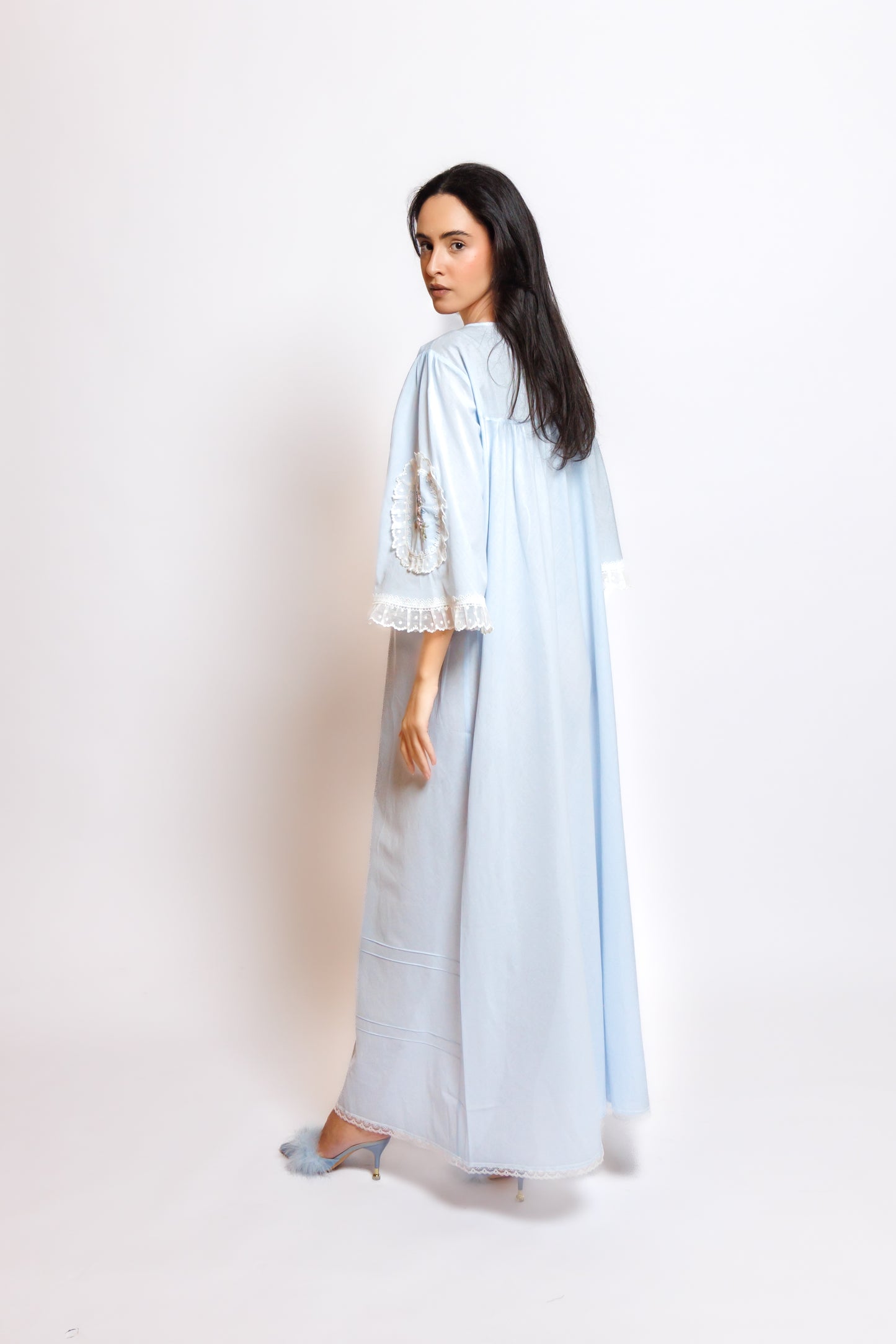 COTTON DRESS W/EMBROIDERY & LACE