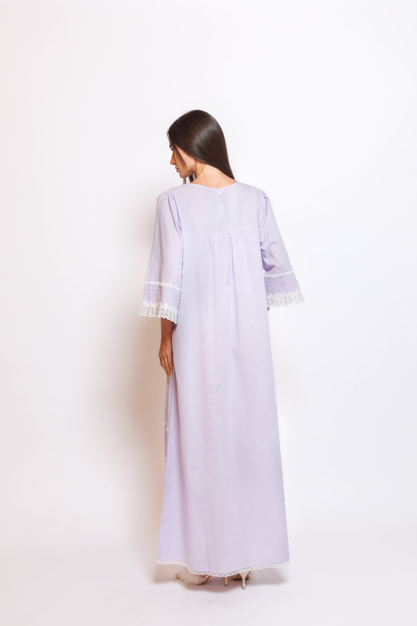 COTTON DRESS W/EMBROIDERY & LACE