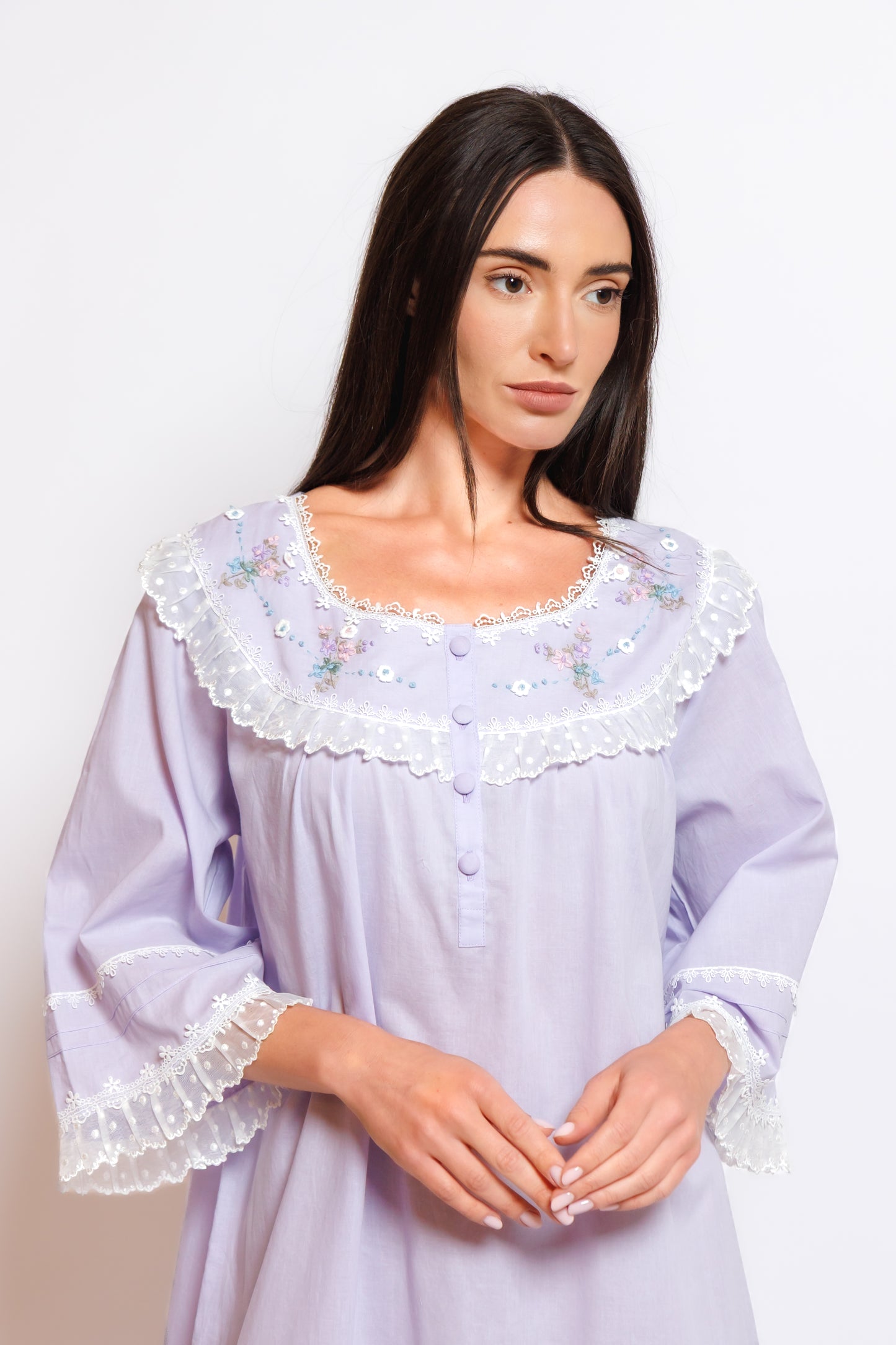COTTON DRESS W/EMBROIDERY & LACE