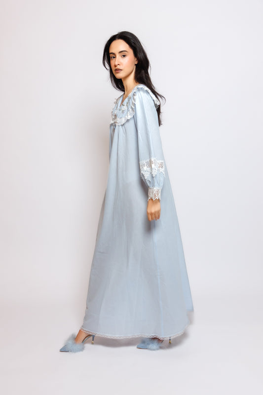 COTTON DRESS W/EMBROIDERY & LACE