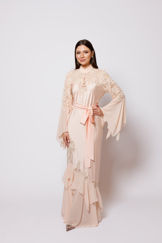 Silk nighty nighty dress peach