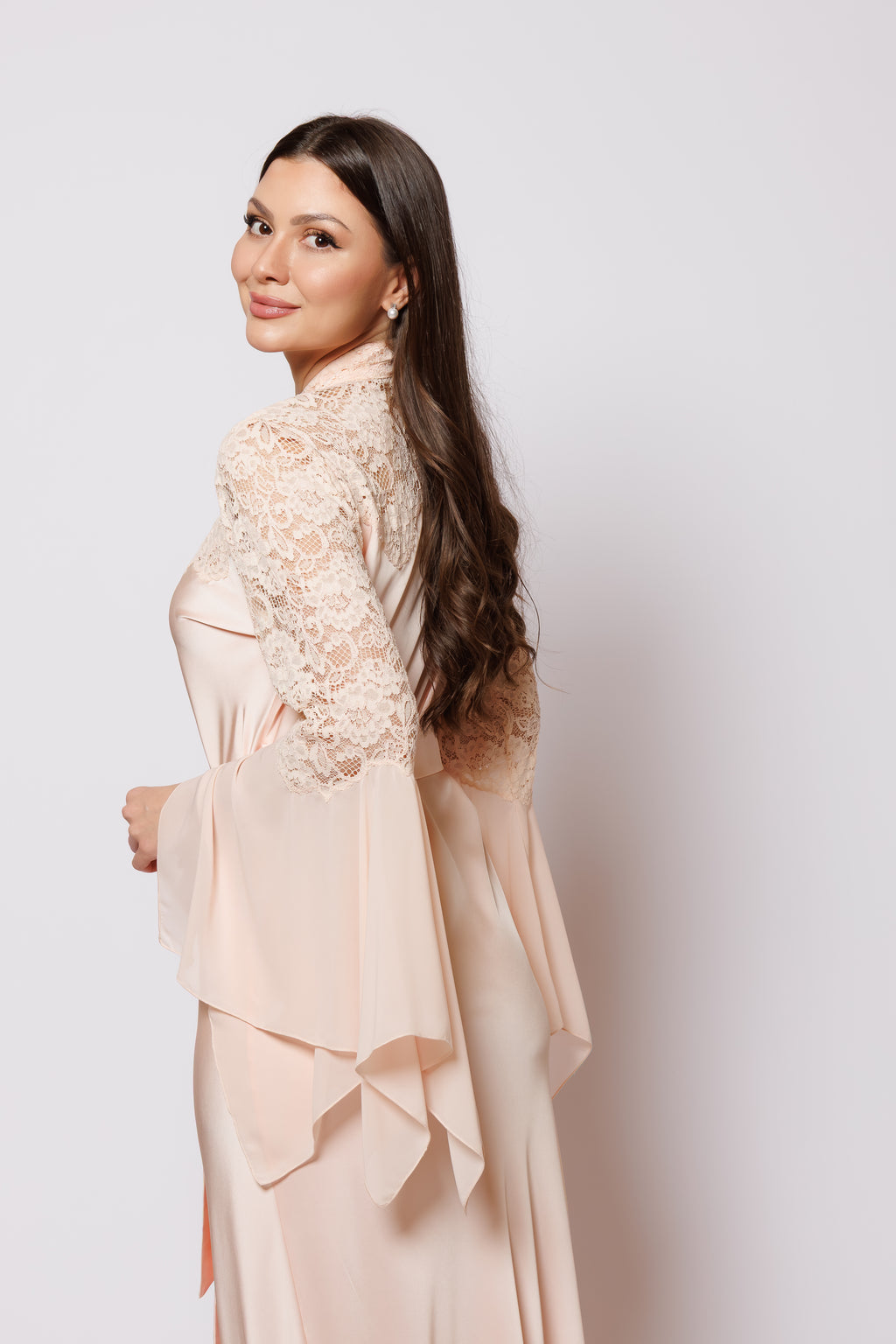 Silk nighty nighty dress peach