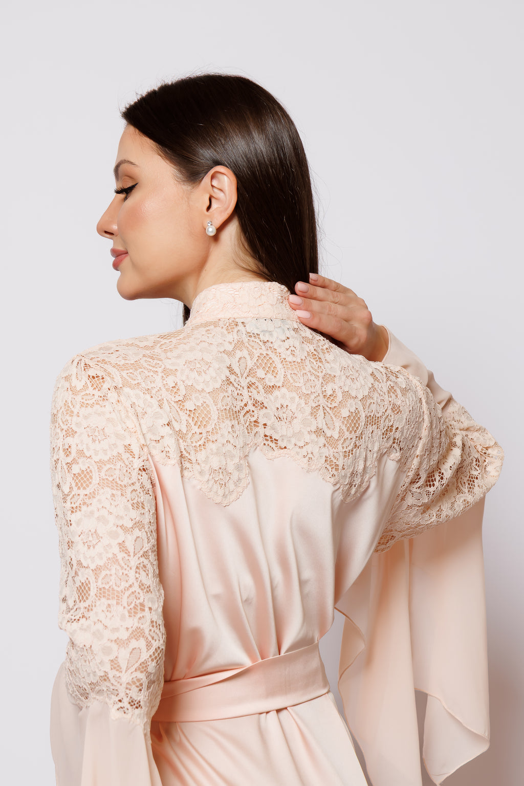 Silk nighty nighty dress peach