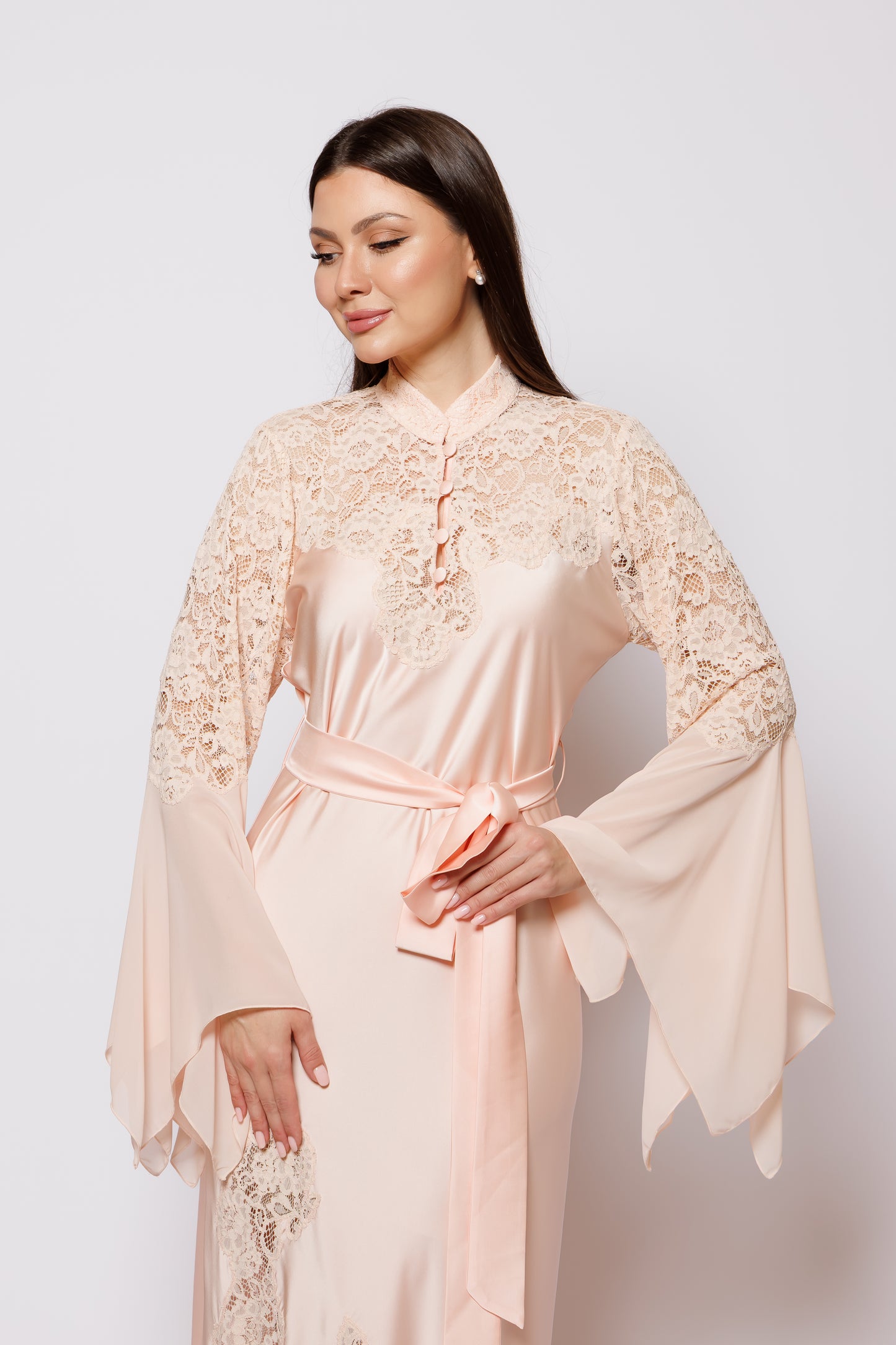 Silk nighty nighty dress peach