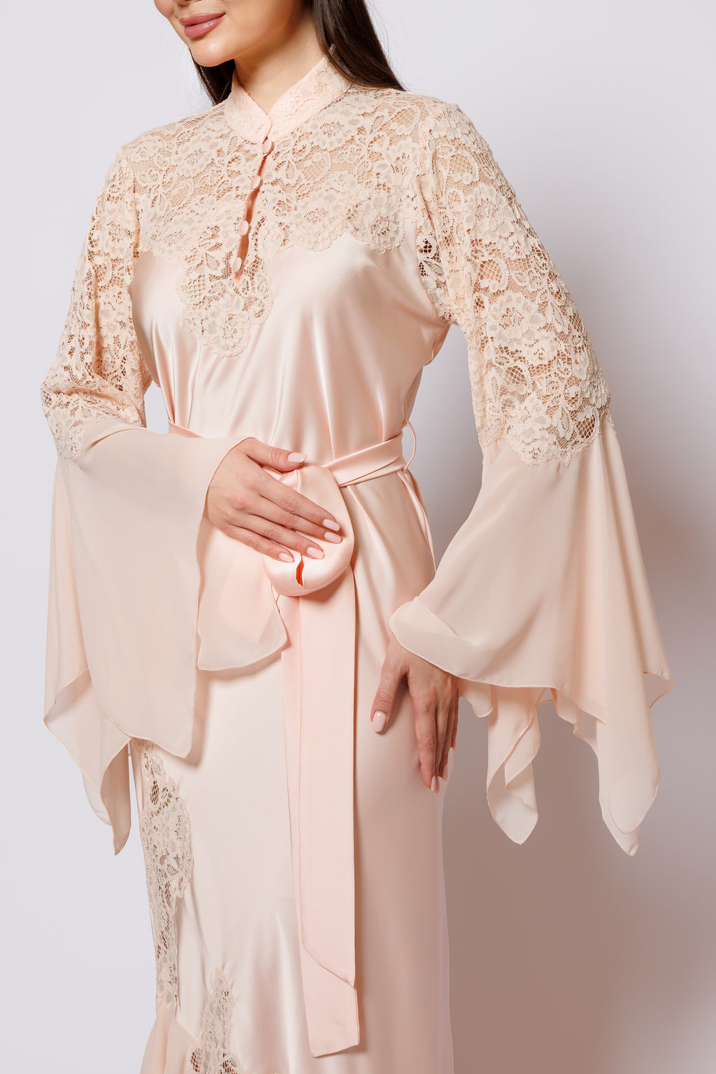 Silk nighty nighty dress peach
