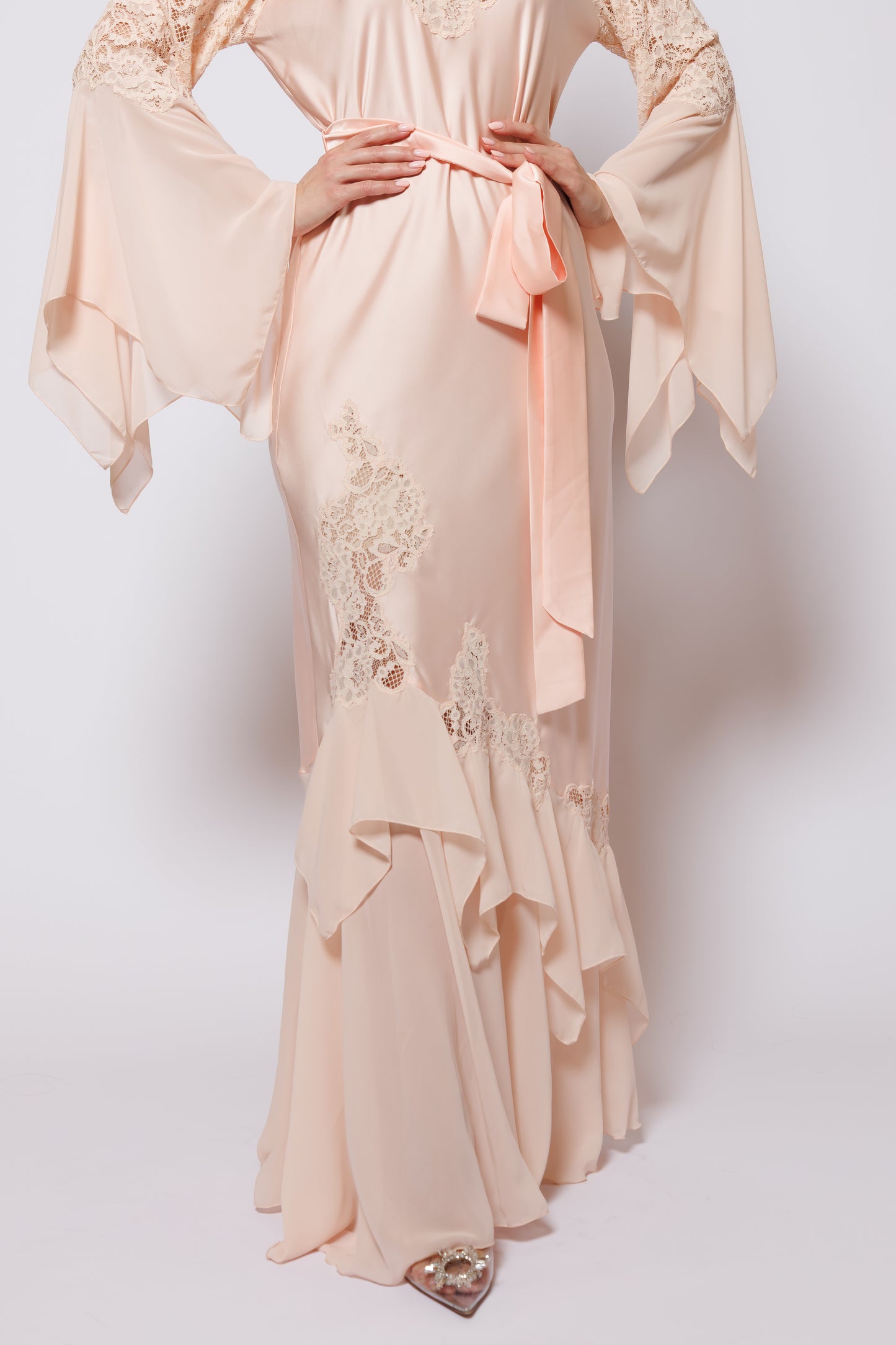 Silk nighty nighty dress peach