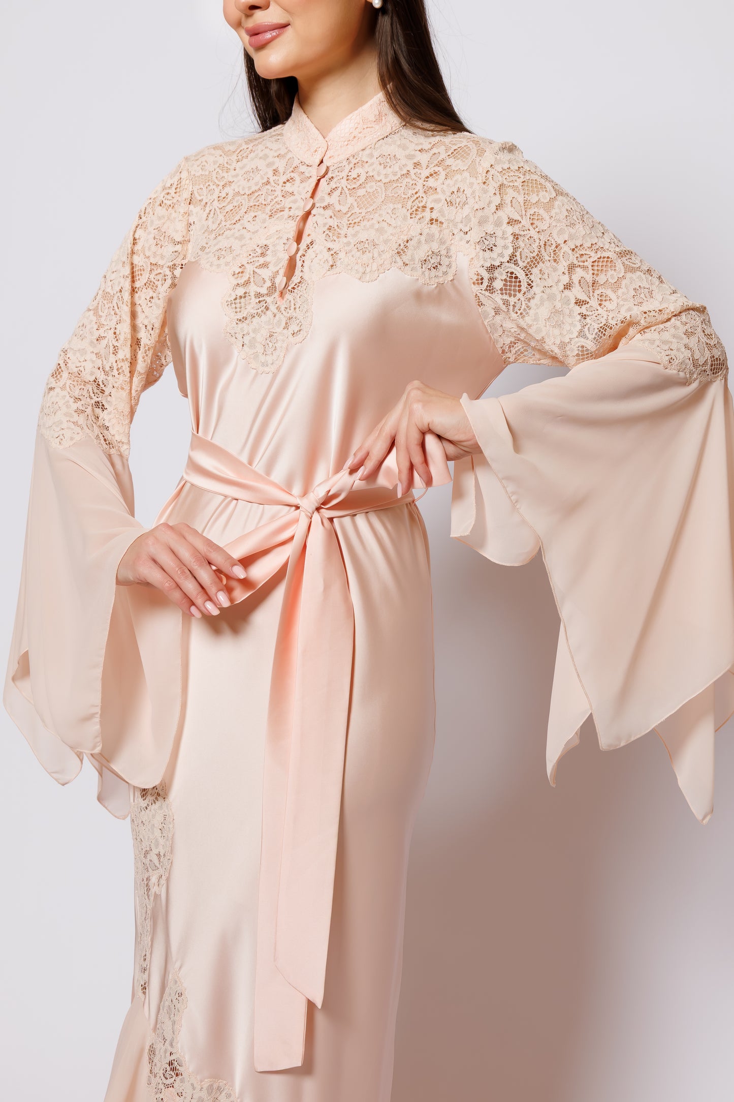 Silk nighty nighty dress peach