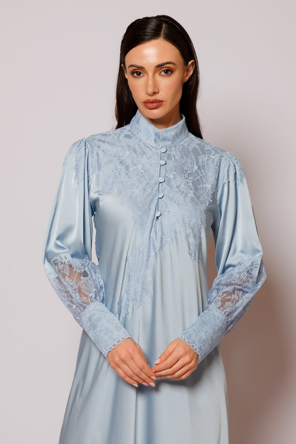 long dress silk blue