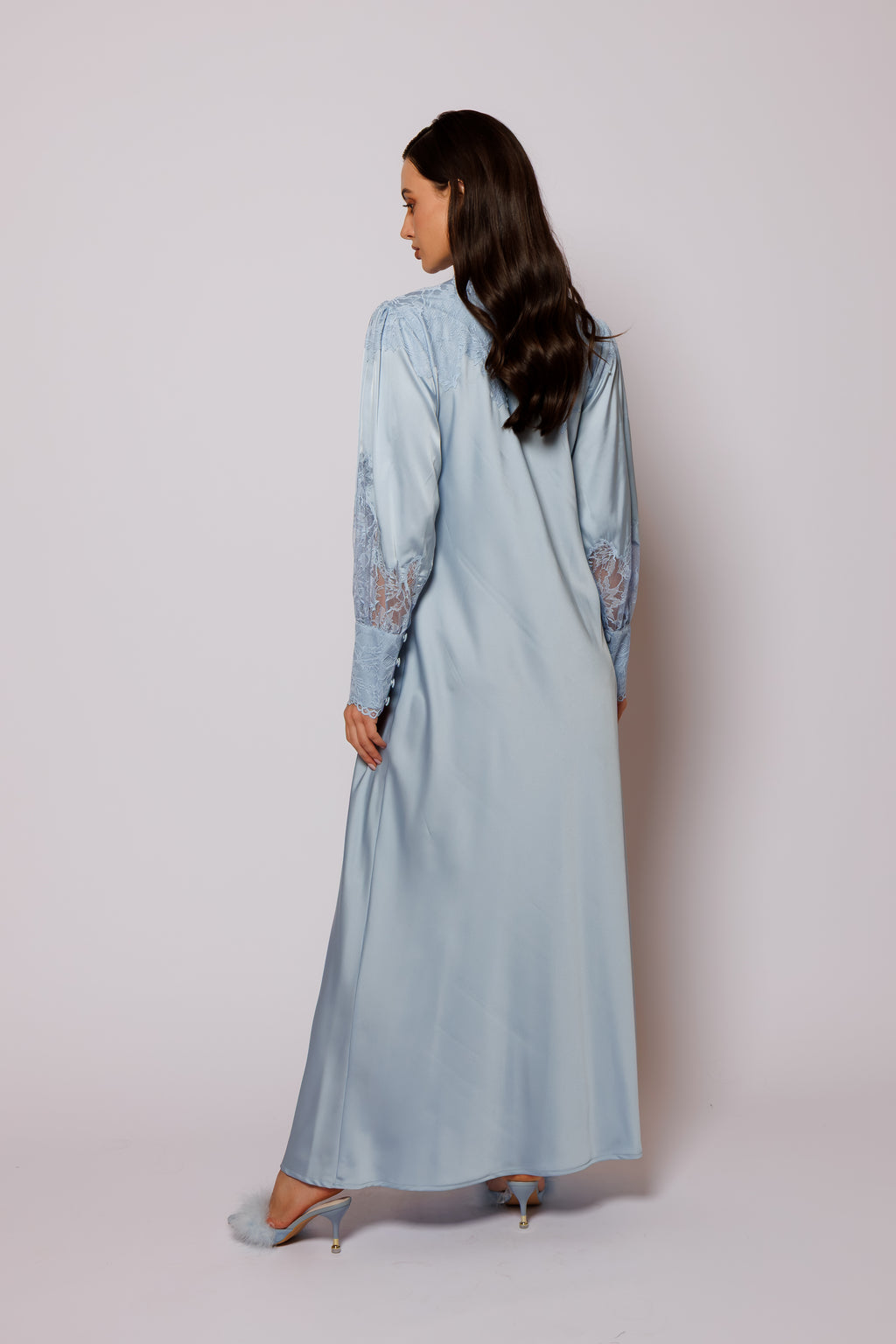 long dress silk blue