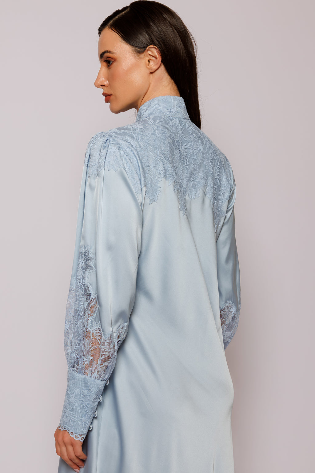 long dress silk blue