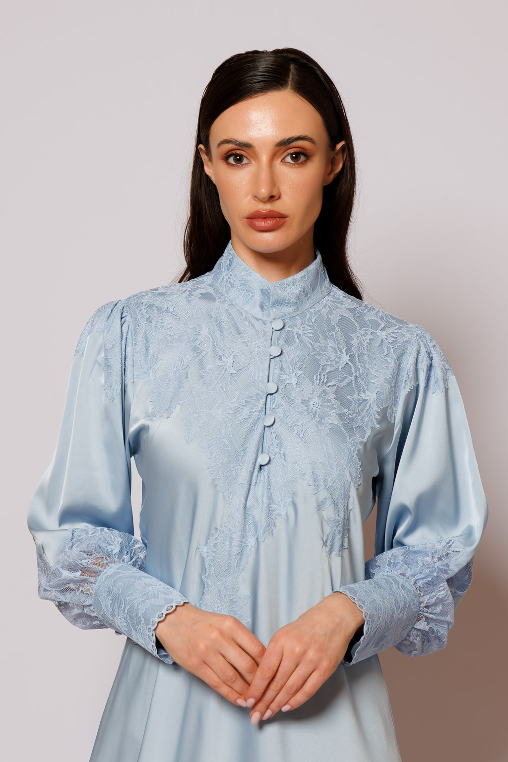 long dress silk blue