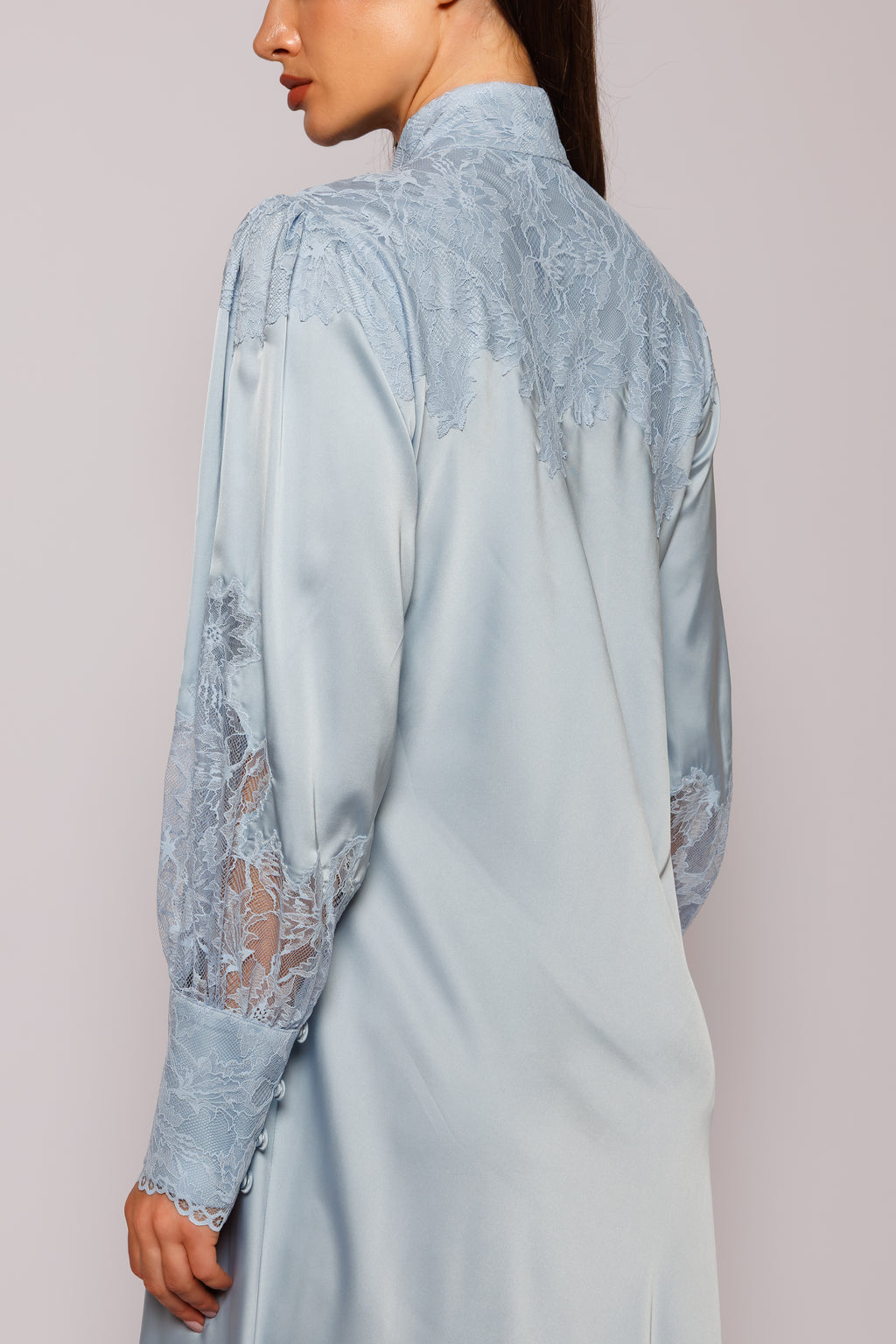 long dress silk blue