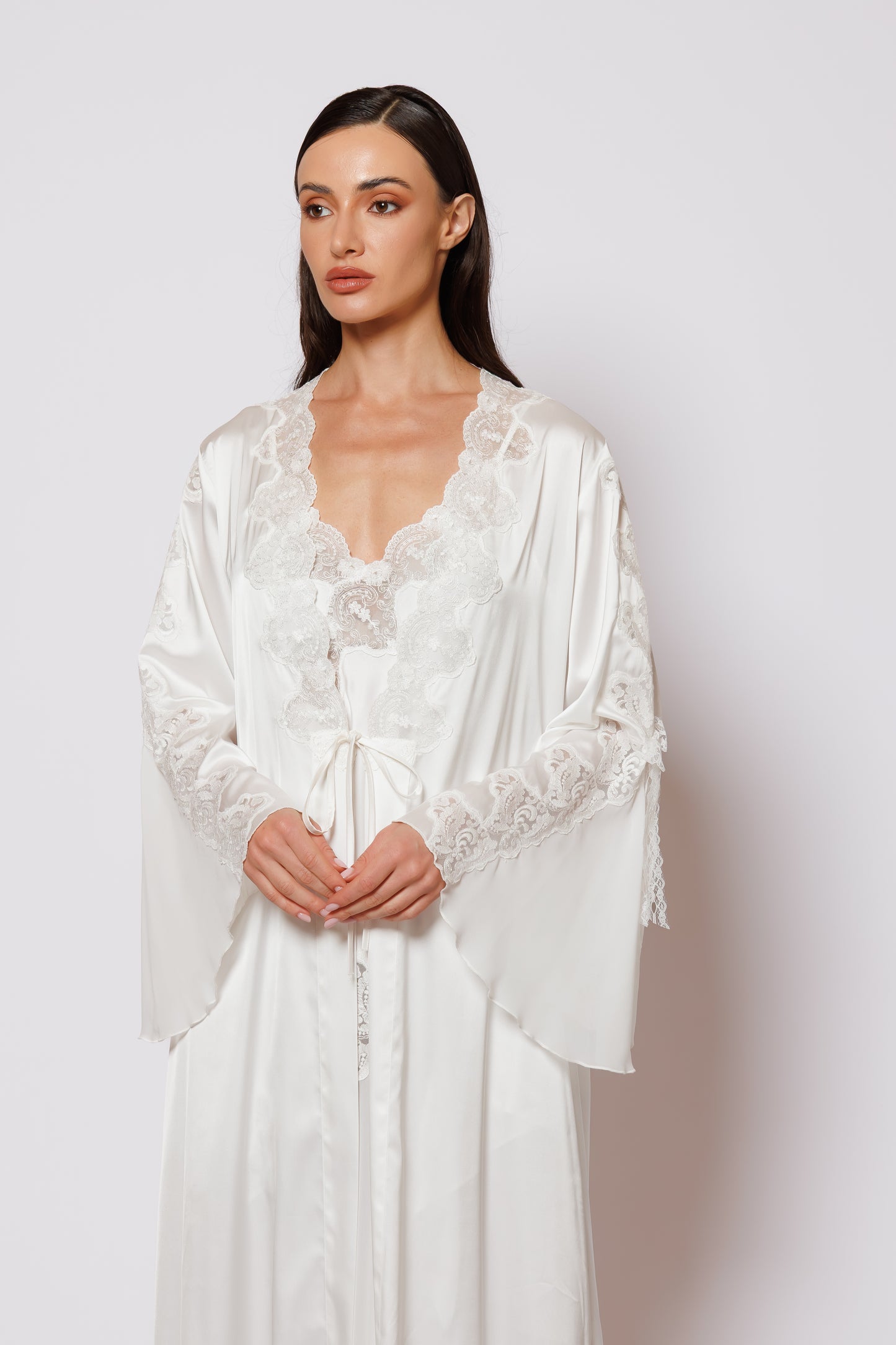 NIGHTGOWN SET DRESS WHITE SILK