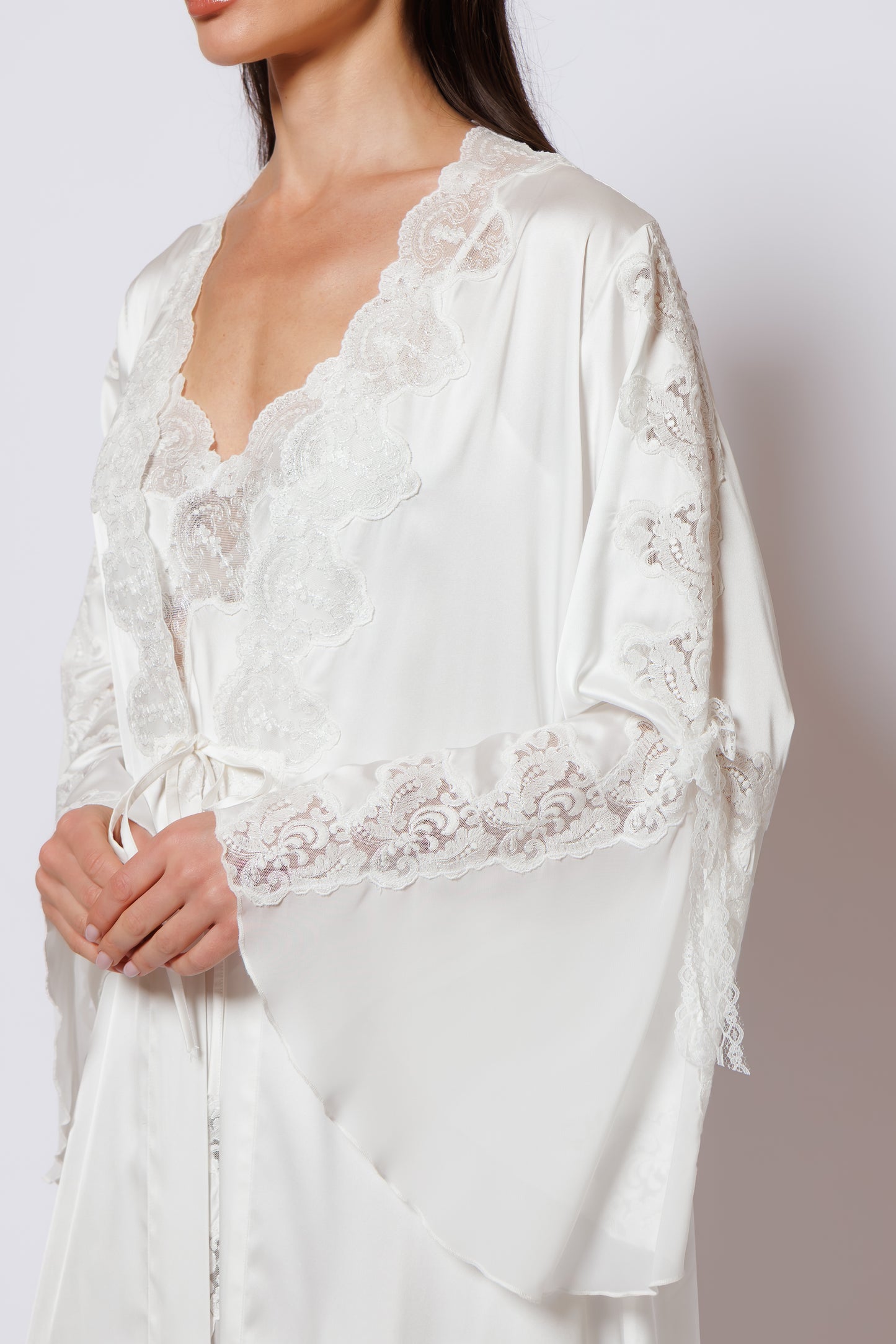 NIGHTGOWN SET DRESS WHITE SILK