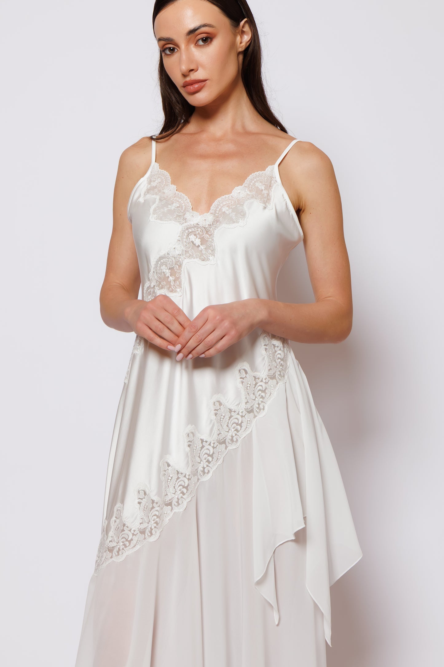 NIGHTGOWN SET DRESS WHITE SILK