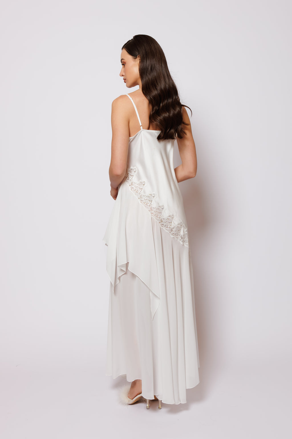 NIGHTGOWN SET DRESS WHITE SILK