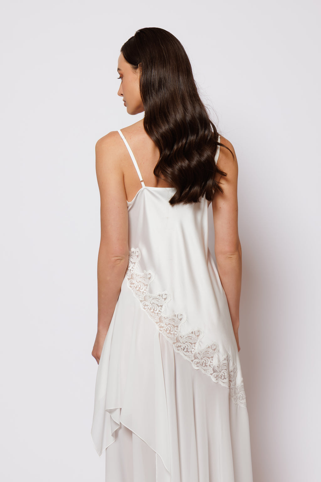 SILK NIGHTY ROBE W/LACE