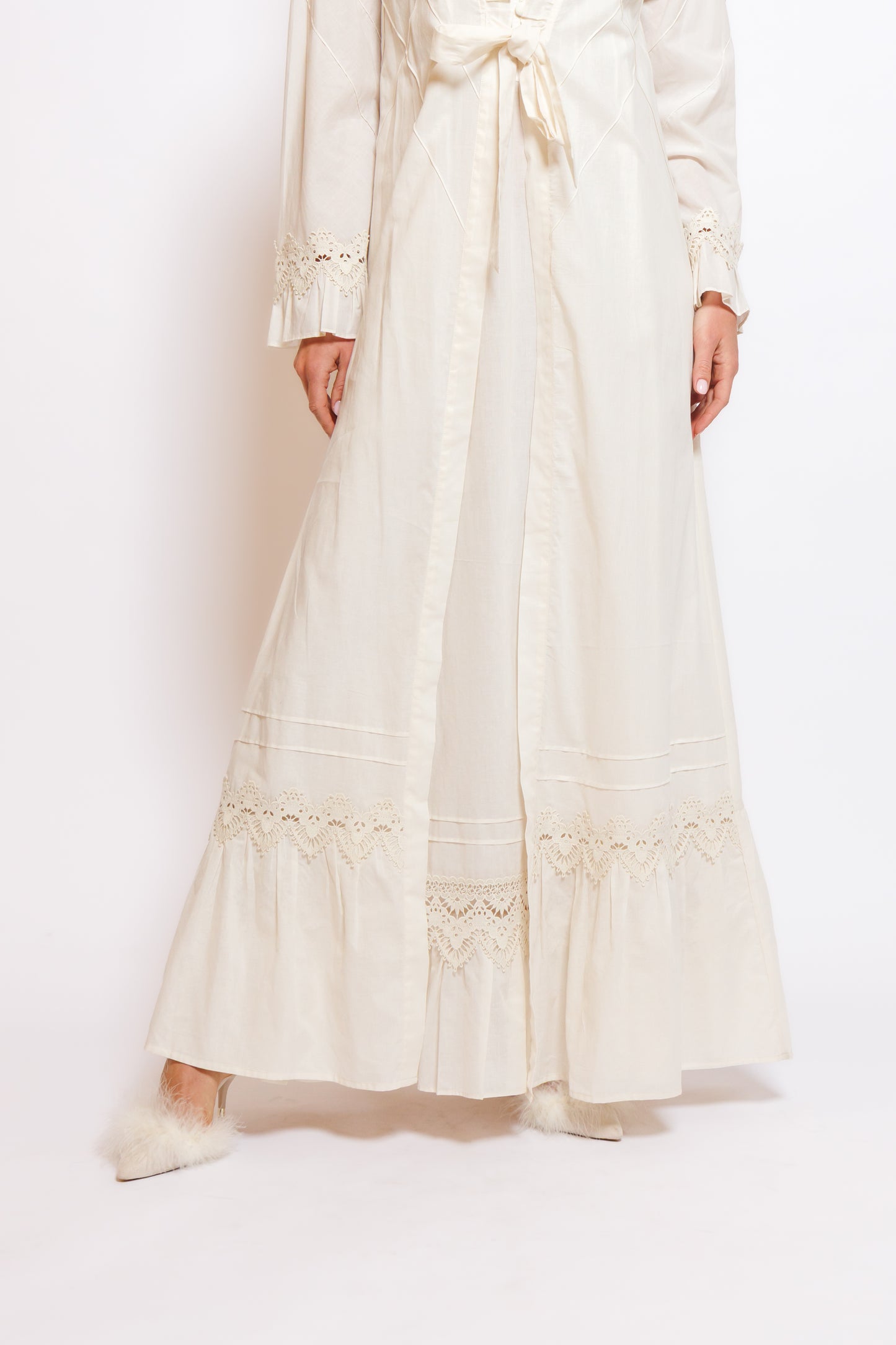 PURE COTTON NIGHTY AND ROBE SOFT LACE