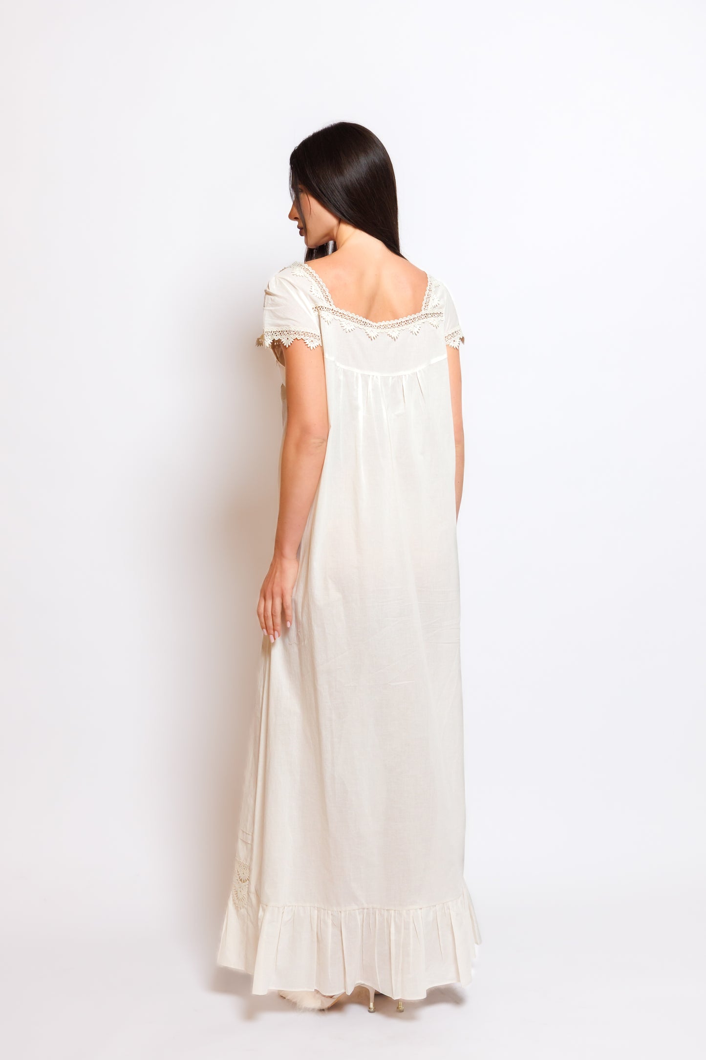 PURE COTTON NIGHTY AND ROBE SOFT LACE