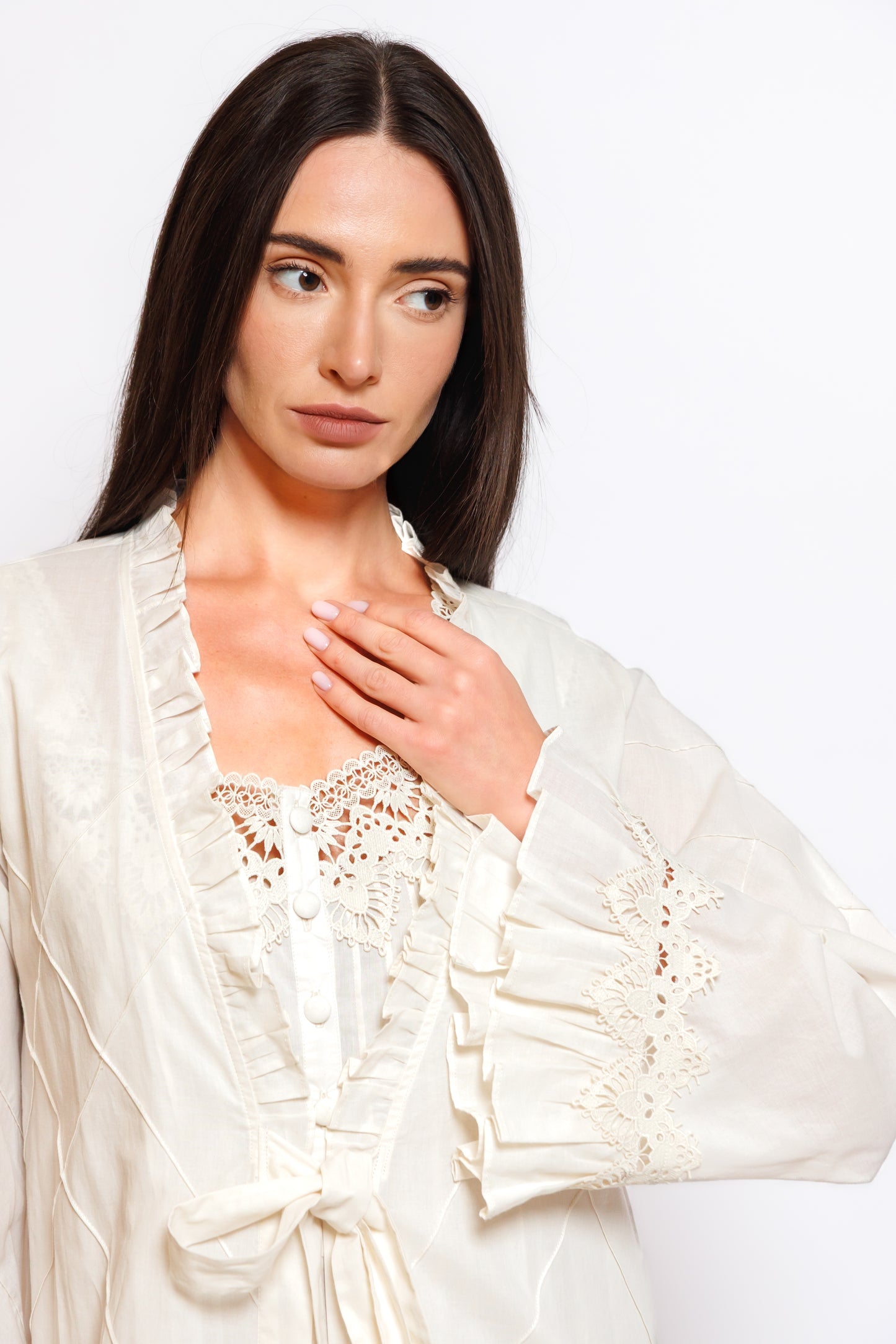 PURE COTTON NIGHTY AND ROBE SOFT LACE